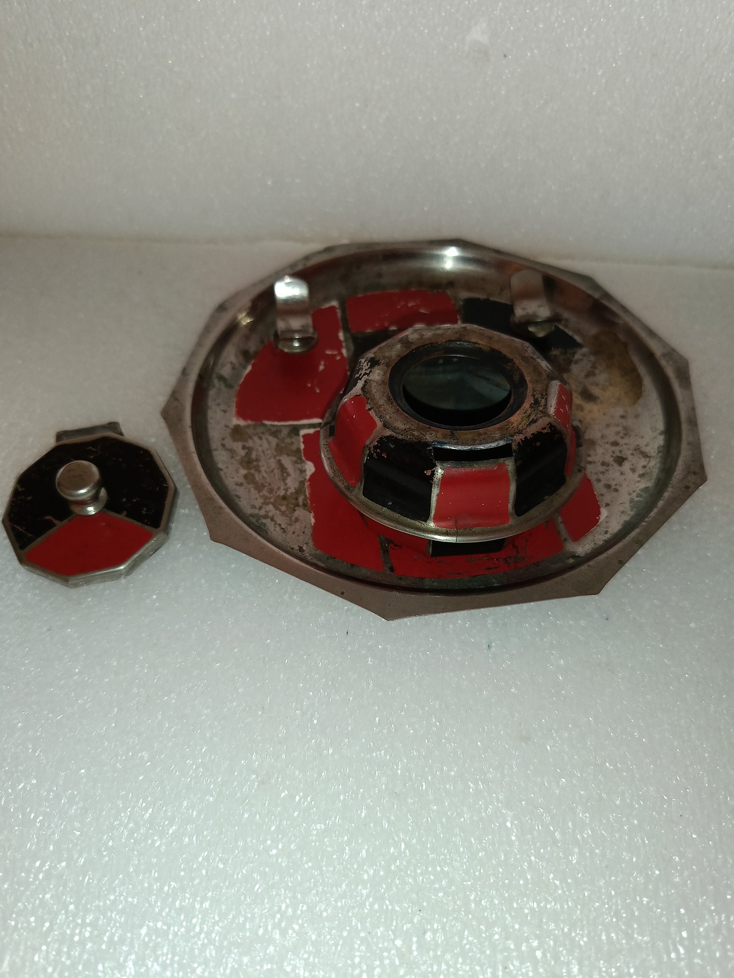 Antico Calamaio In Metallo Da Restaurare