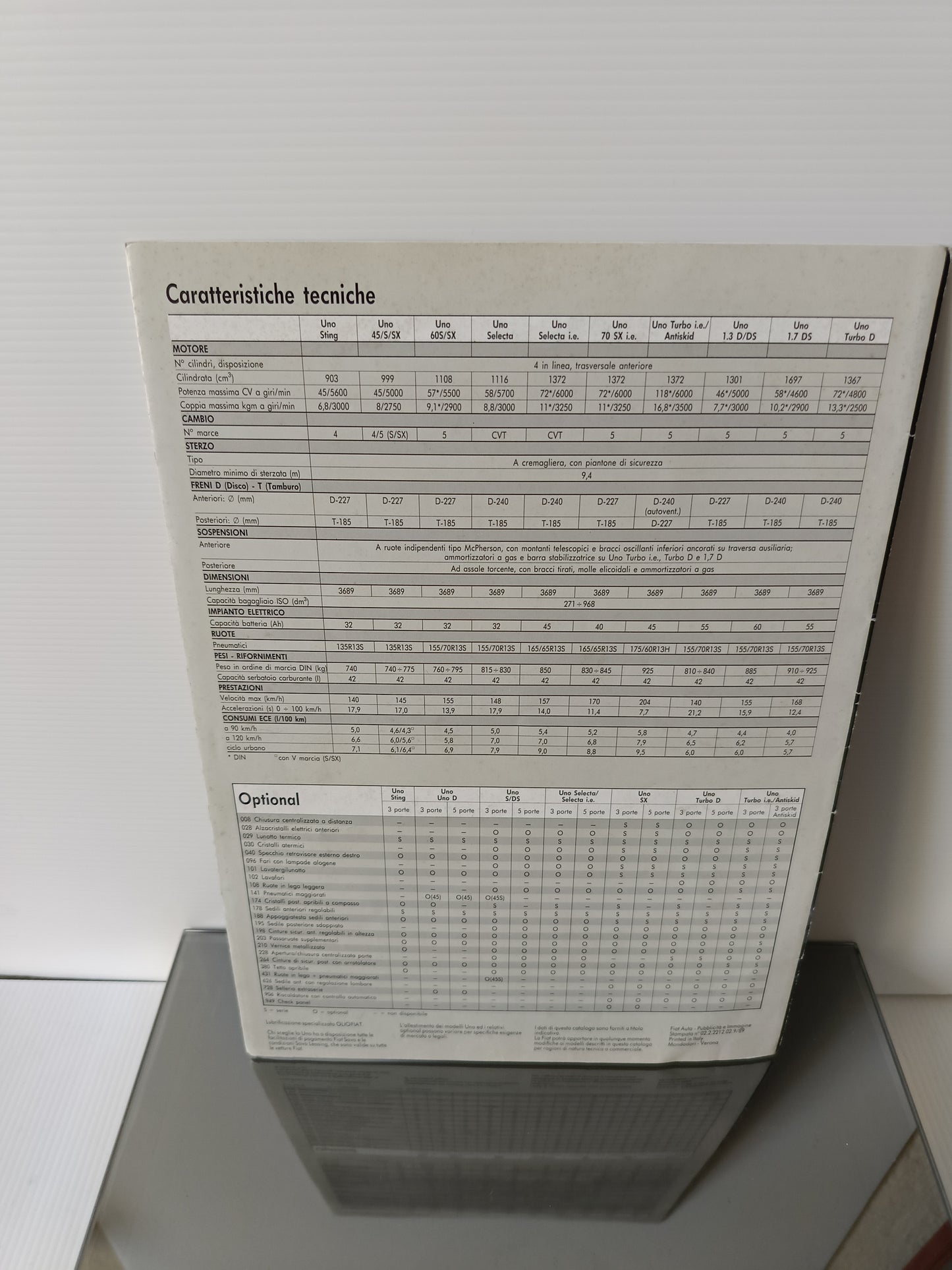 Fiat Uno Depliant pieghevole Pubblicitario Vintage