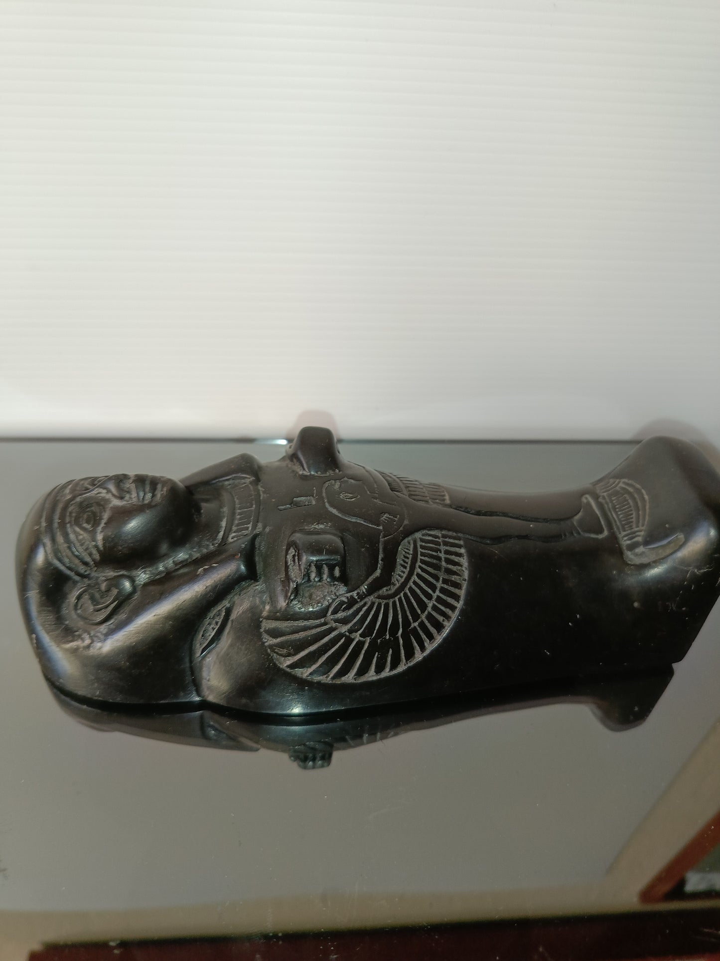 Statuetta Egizia In Pietra Nera Vintage