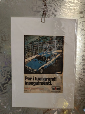 Locandina Polistil Giulietta Polizia Da Fumetto Dell'epoca Su Cartoncino