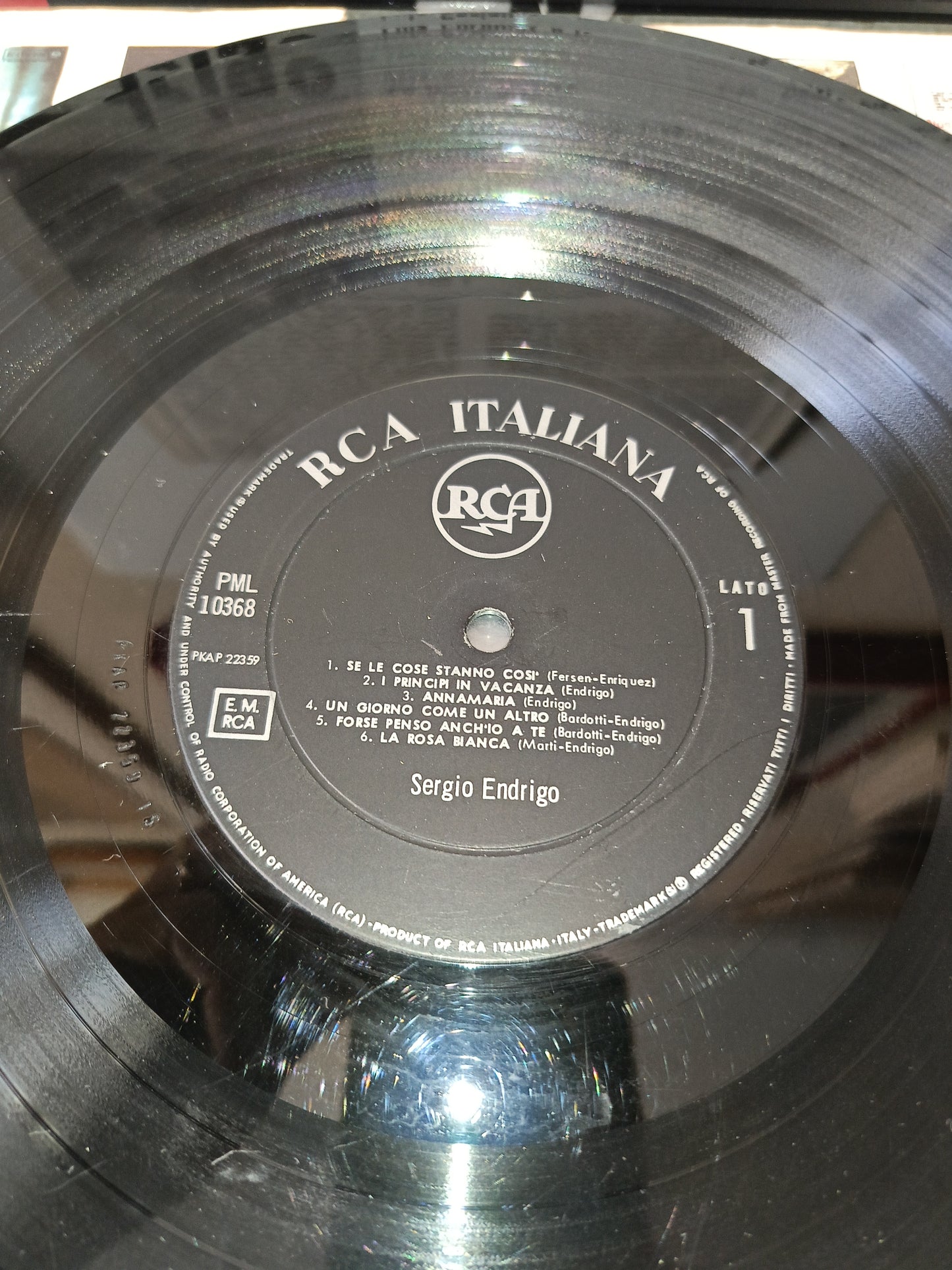 Endrigo Sergio Endrigo LP 33 Giri Edito nel 1963 da RCA Cod .PML 10368