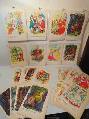 Pagine illustrate fiabe tratte da libro Anni 50