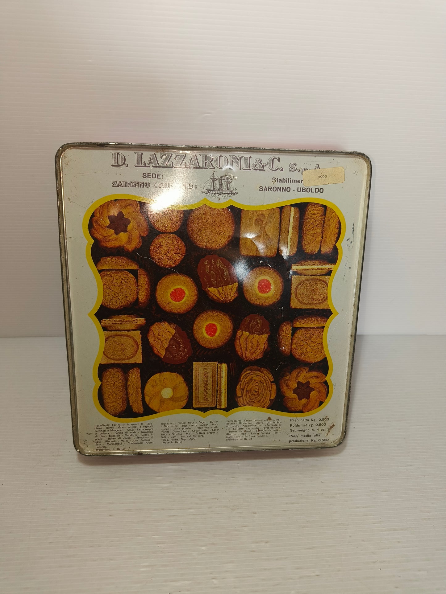 Scatola latta vintage Lazzaroni, LEGGI