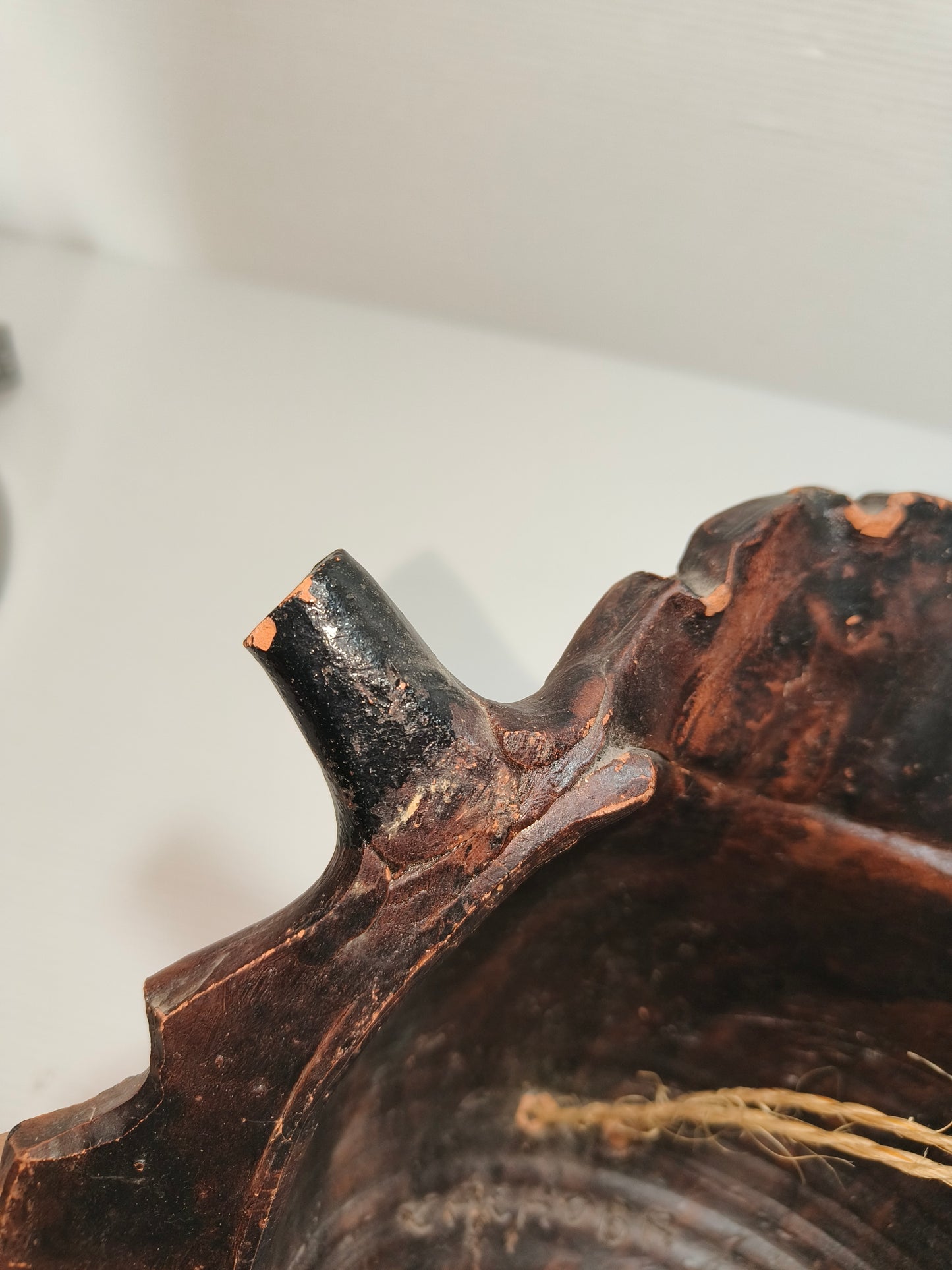 Maschera tribale in argilla America Del Sud Cachoba vintage, LEGGI BENE