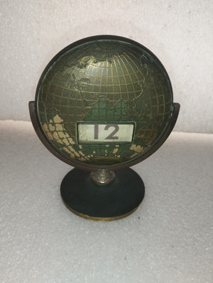 Antico Calendario Mappamondo da scrivania in ottone