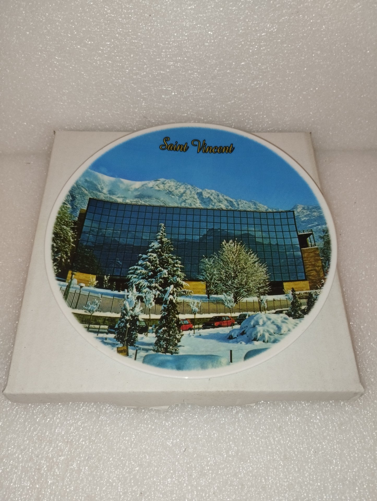 Piatto Souvenir Saint Vincent In Ceramica Vintage