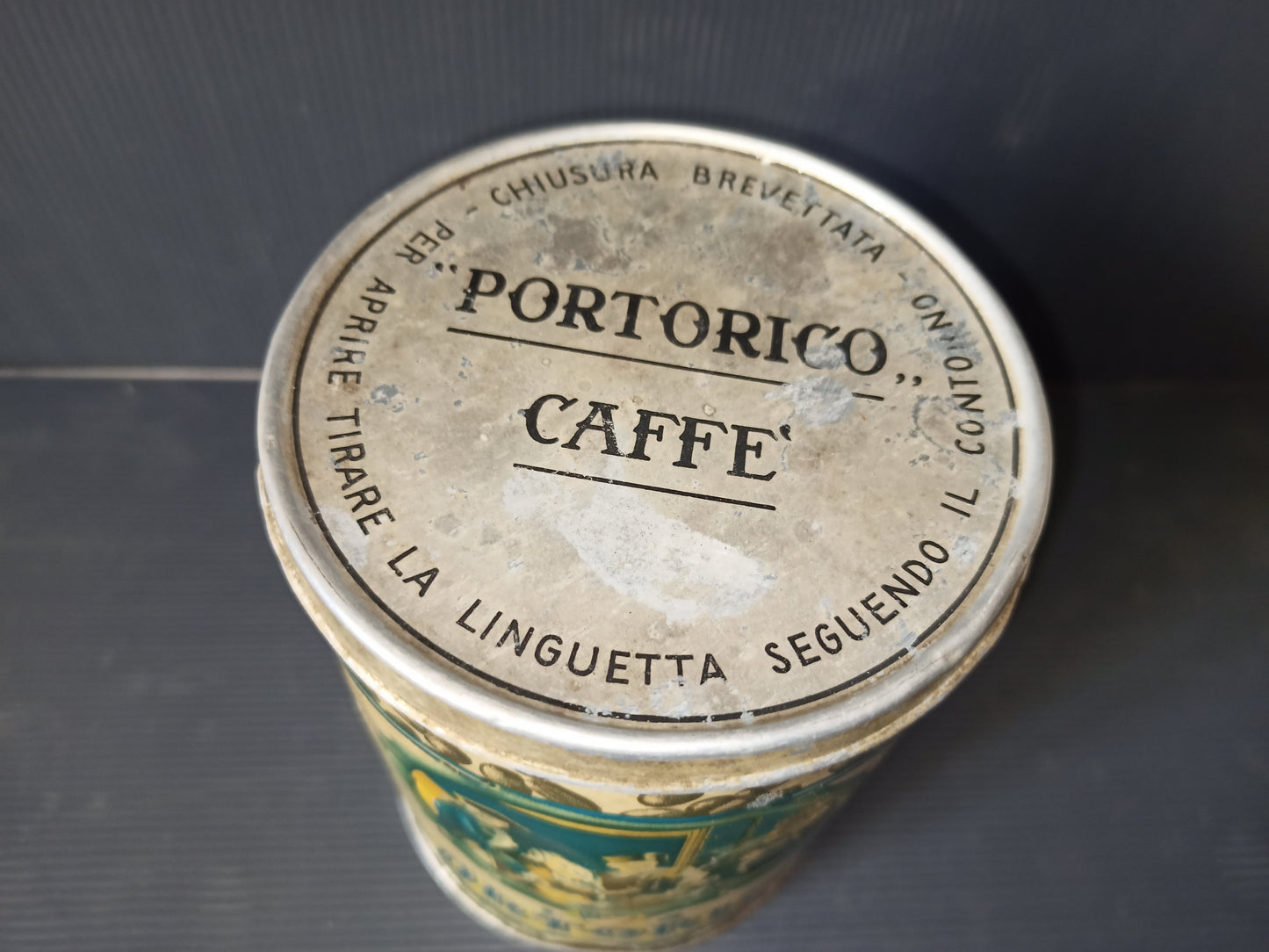 Scatola latta d'epoca Portorico Caffè in alluminio