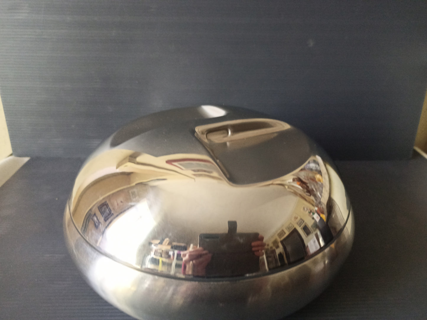 Sciola 1970s candy holder biscuit jar in 18/10 stainless steel