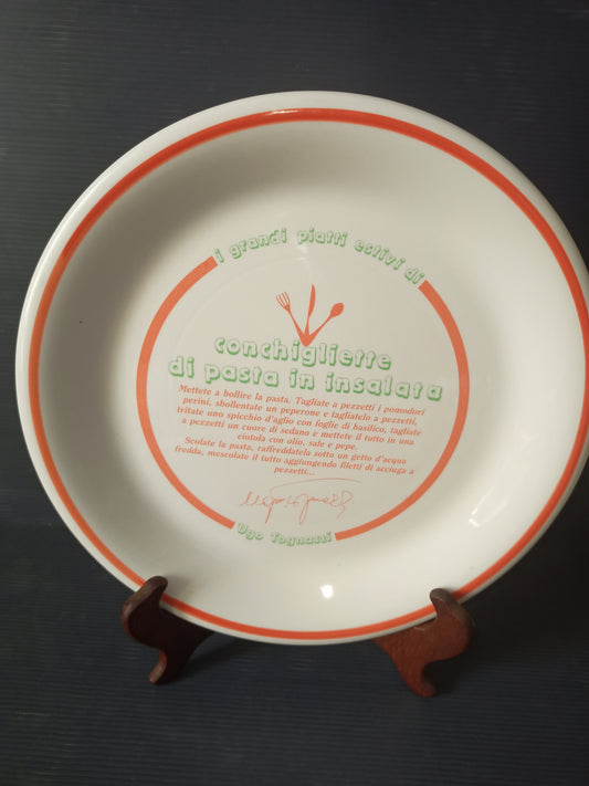 Plate The Great Summer Dishes by Ugo Tognazzi, pasta shells, 1980s