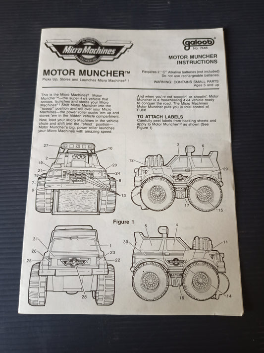 Istruzioni Motor Muncher Micro Machines Galoob 1991