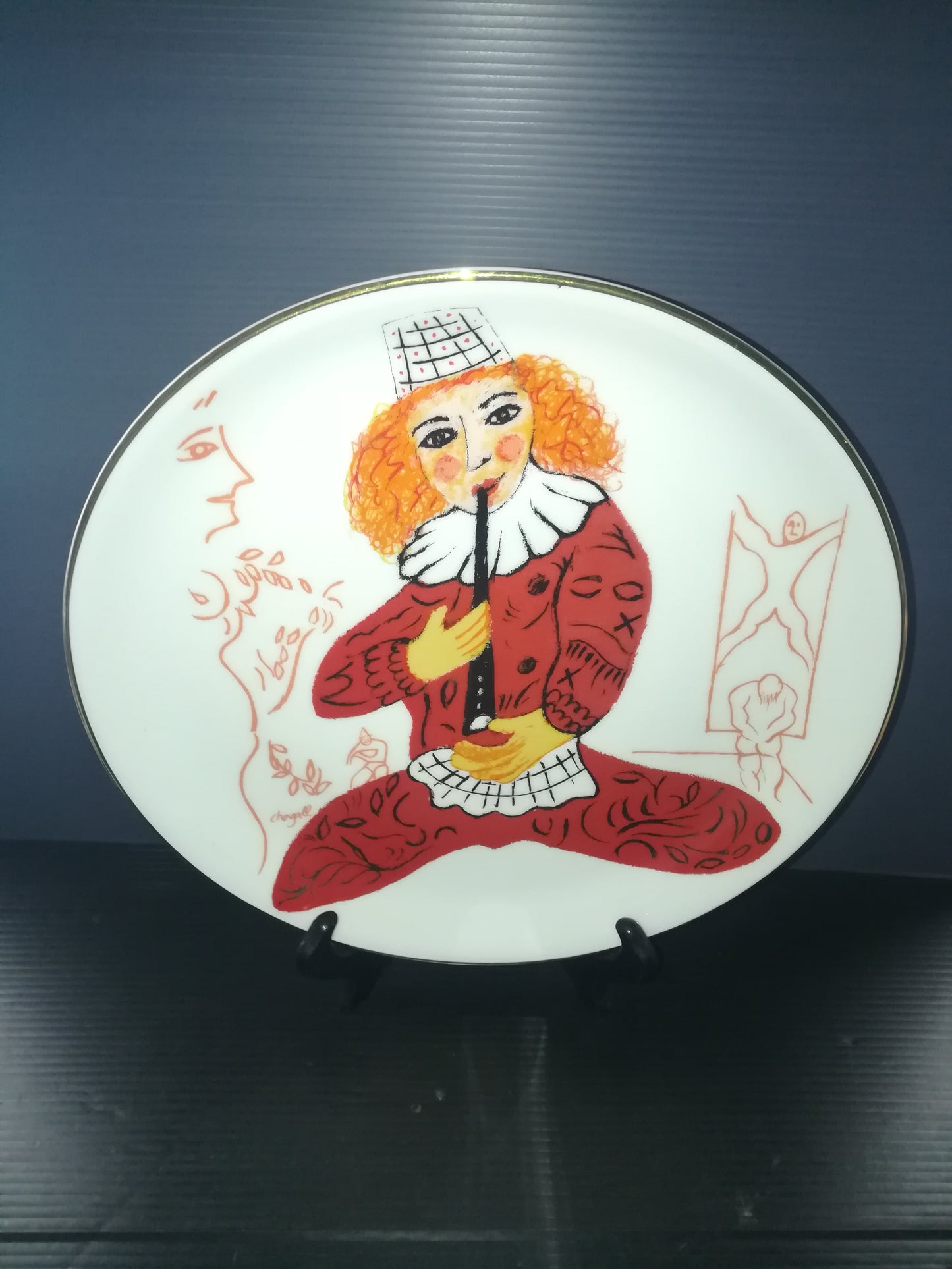 Ceramic plate "Clown Flutist by Marc Chagall" Parke-Davis Limited Edition