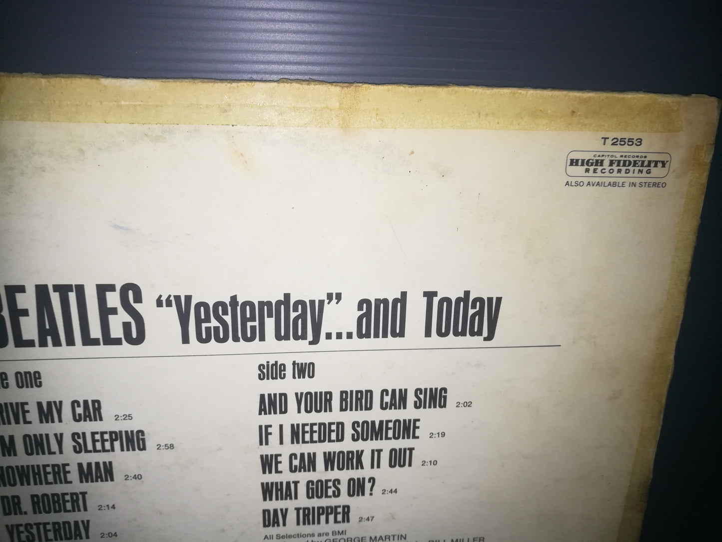 "Yesterday and Today (Butcher Cover)" Beatles lp 33 Giri Capital