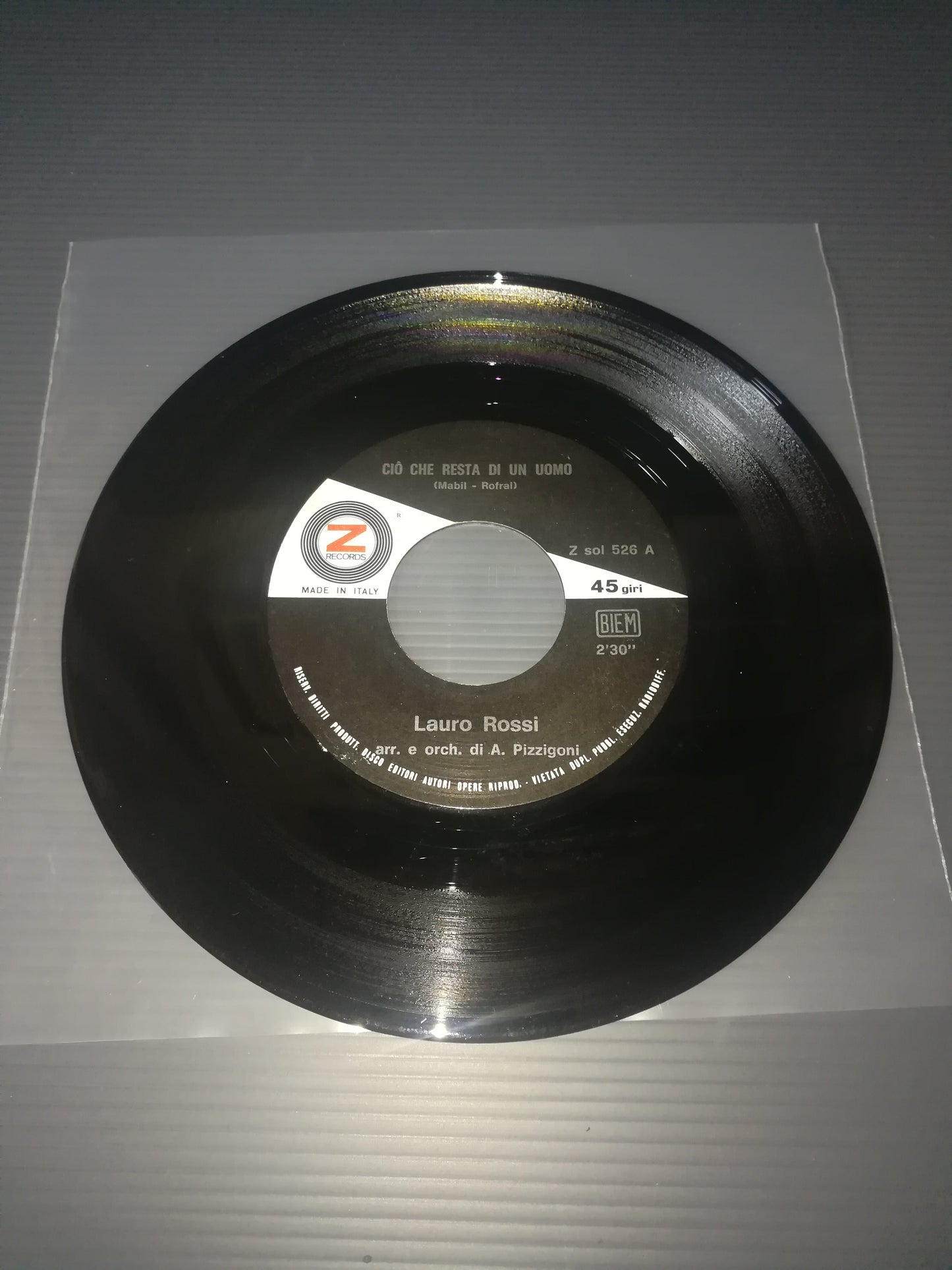 "What remains of a man/The life that was for us" Lauro Rossi 45 rpm