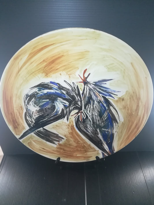 Ceramic plate "La Donatella" from the 60s, diameter 35 cm