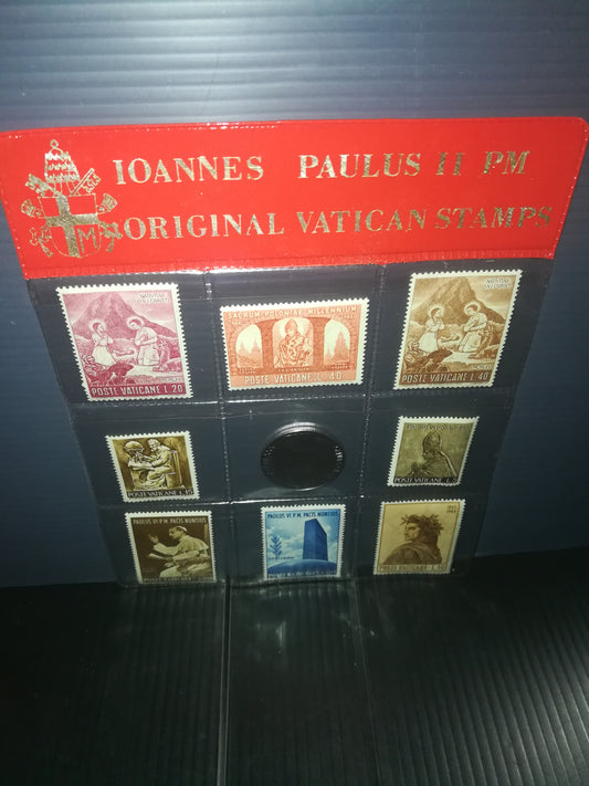 Vatican Souvenir PPJohn Paul II Original Vatican Stamps +coin