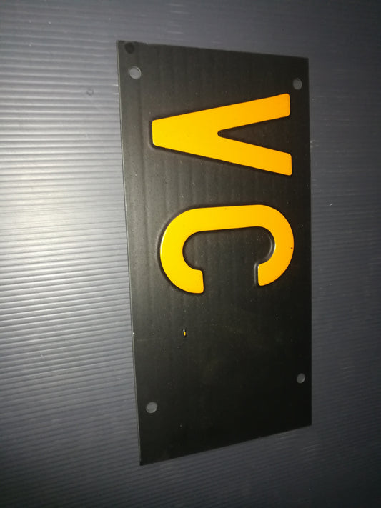 VC (V Vercelli) original plastic provincial acronym