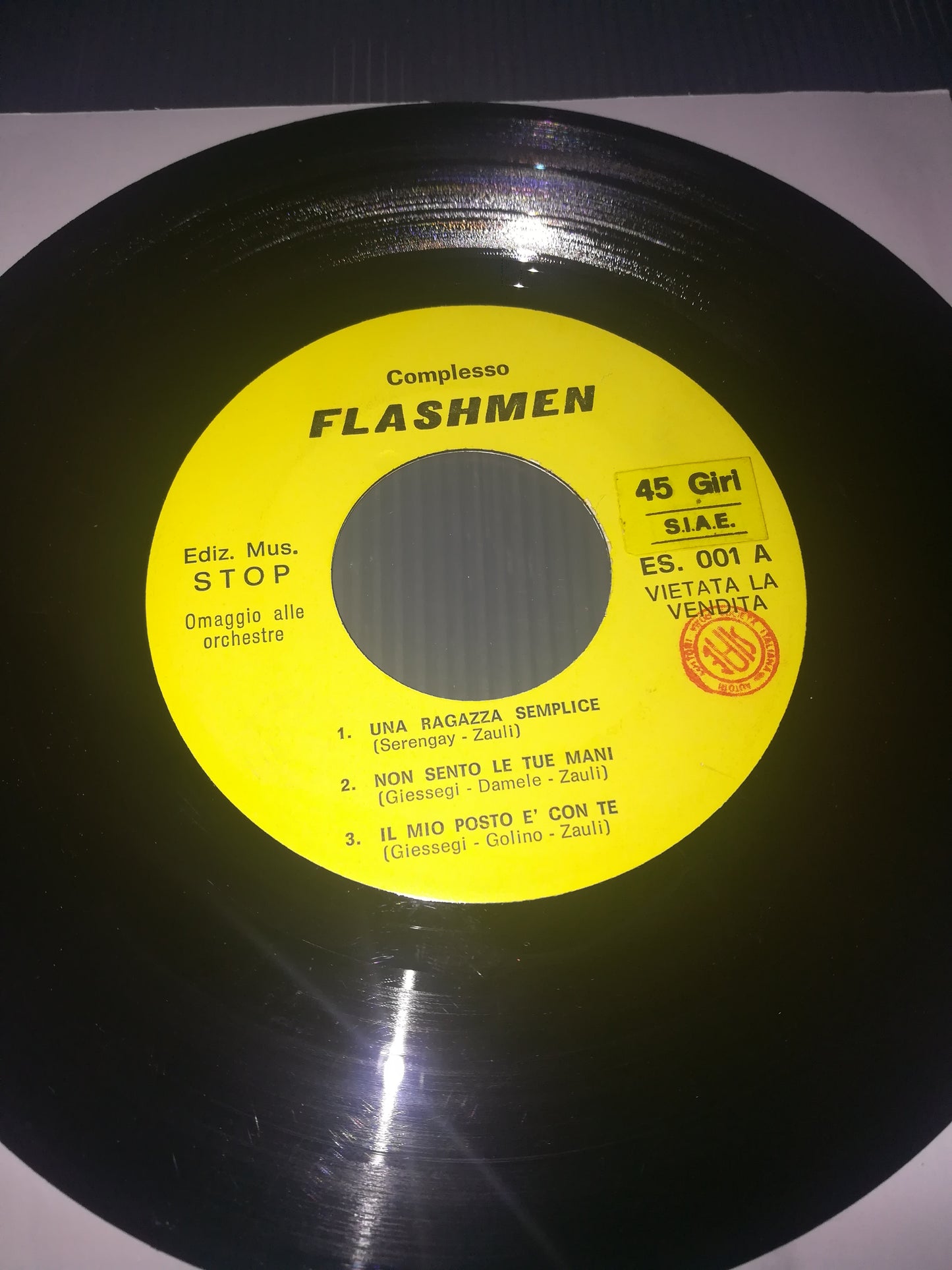 Complesso Flashmen 45 Giri 6 Brani Edito Edizioni Musicali Stop cod.ES001