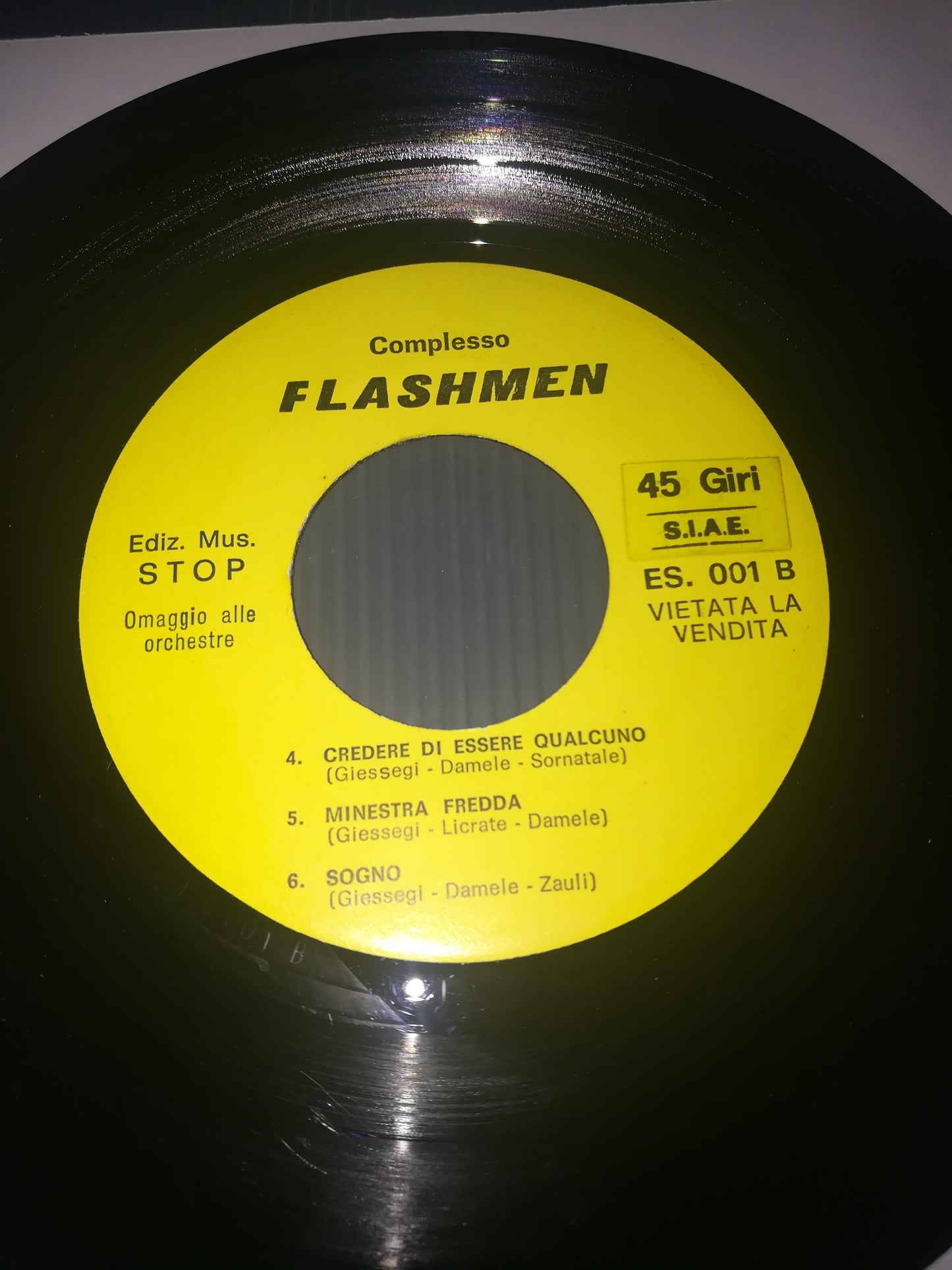 Complesso Flashmen 45 Giri 6 Brani Edito Edizioni Musicali Stop cod.ES001