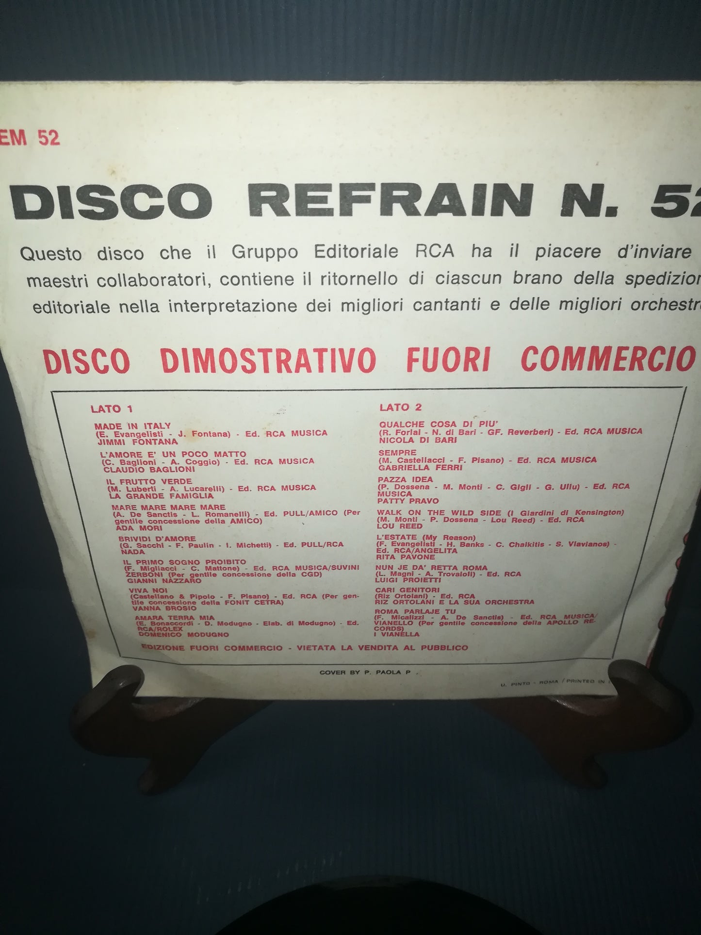 Disco Refrain n.52 33 Giri

Disco Dimostrativo Fuori Commercio