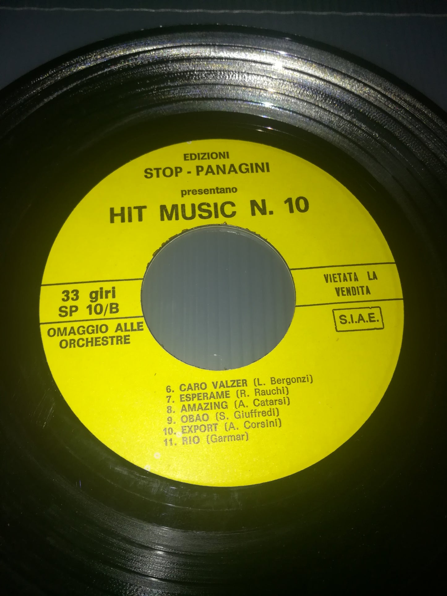 Edizioni Stop-Panagini Hit Music n.10 33 Giri

Disco Promozionale 