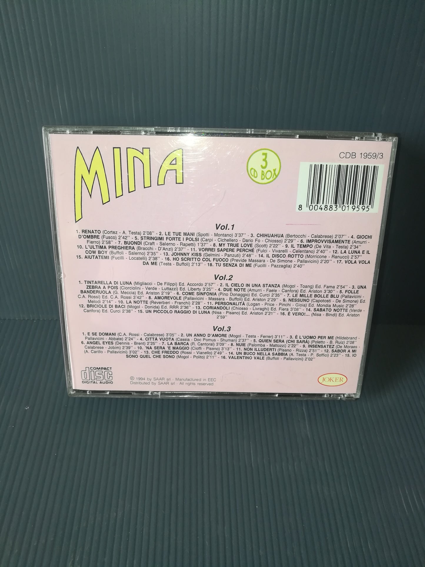 "Mina" 3 CD box set

 Published in 1994 by Joker code CDB 1959/3 SIAE