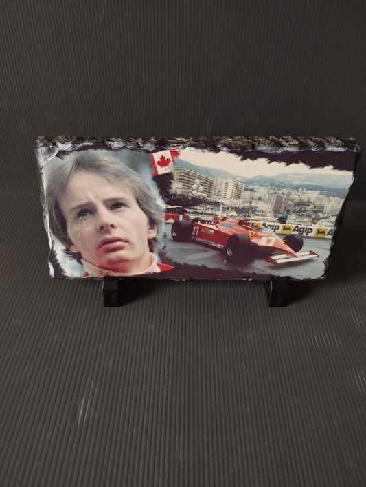 Gilles Villeneuve Plaque In Slate Stone I would like to point out that the image is not glued but is imprinted in the stone.