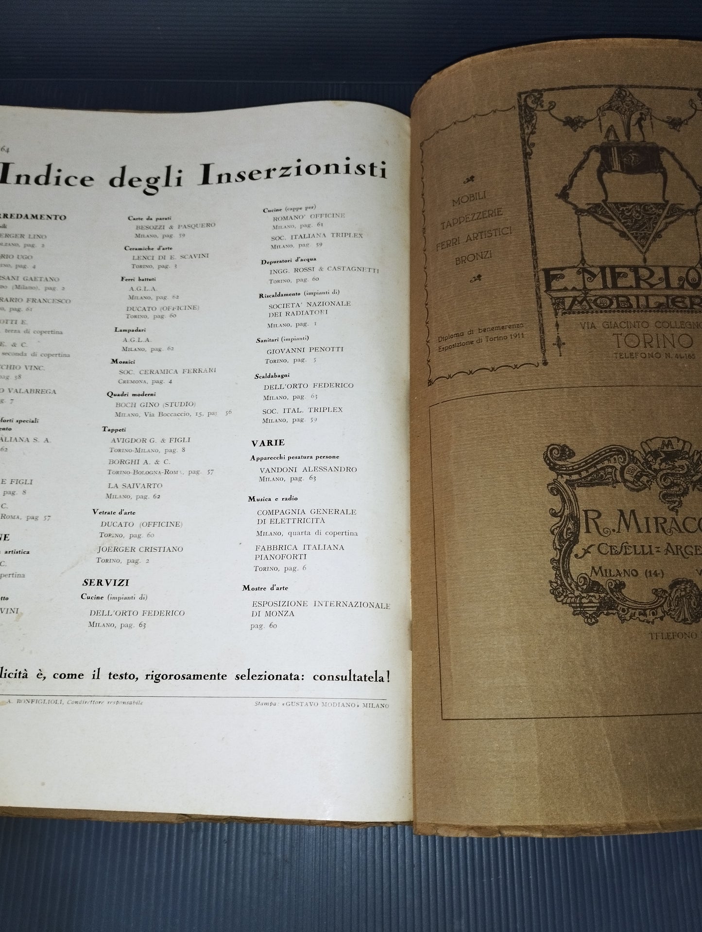 "La Casa Bella" magazine N.10 October 1929 Year VII