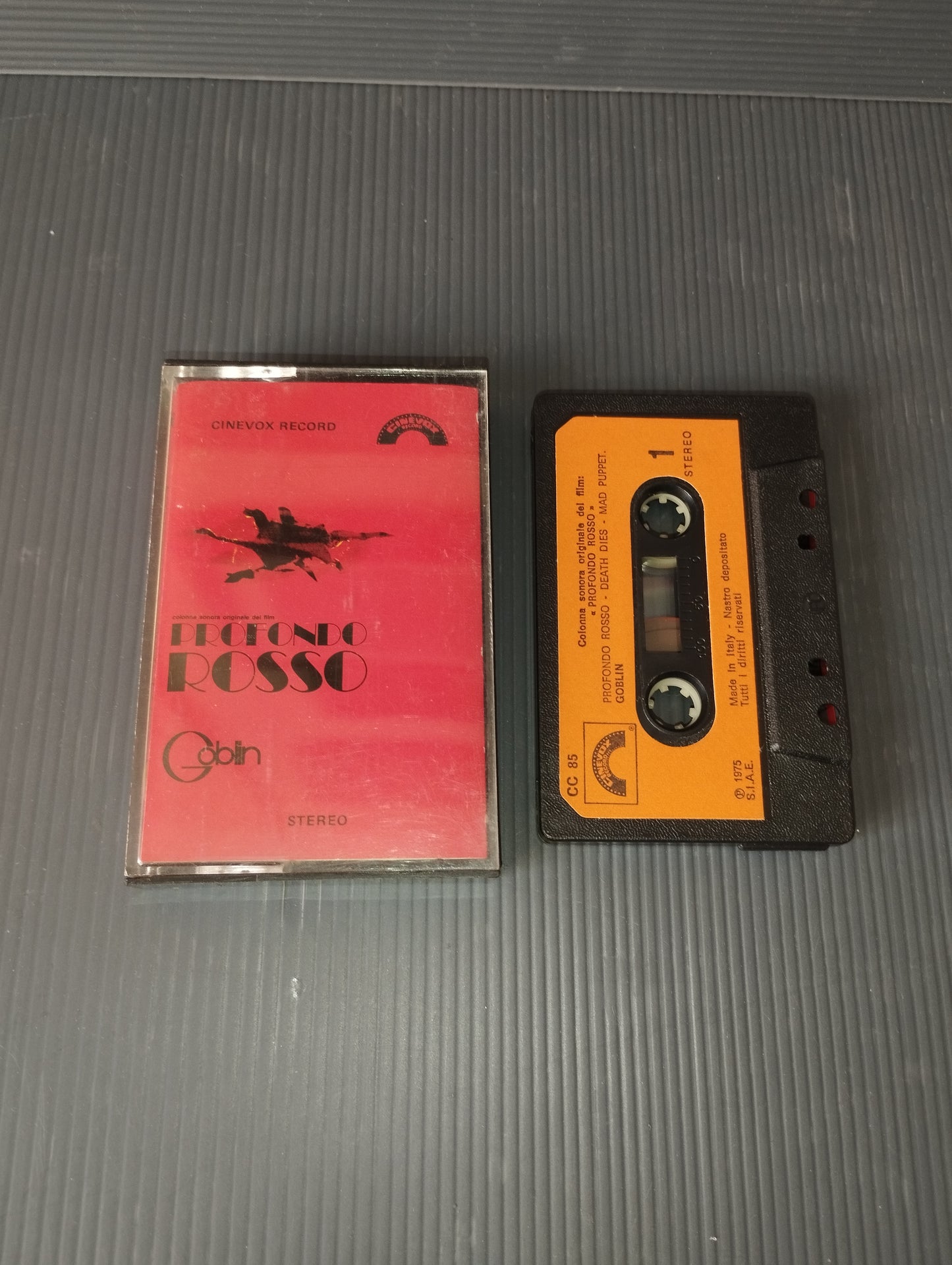 "Profondo Rosso" cassette tape by Goblin

 Published in 1975 by Cinevox Record