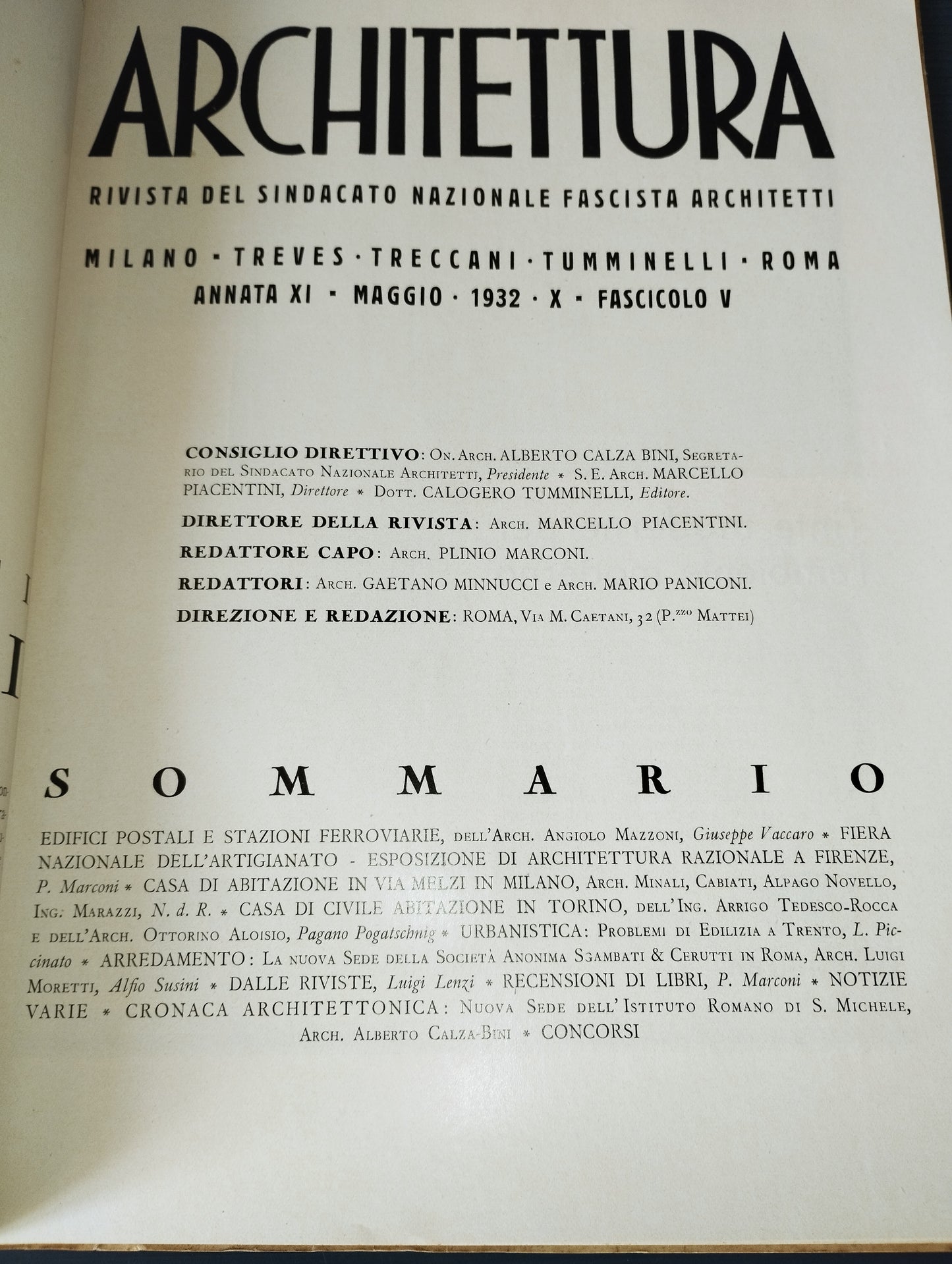 Architettura"Rivista Maggio 1932 -X- Fascicolo V

Annata XI