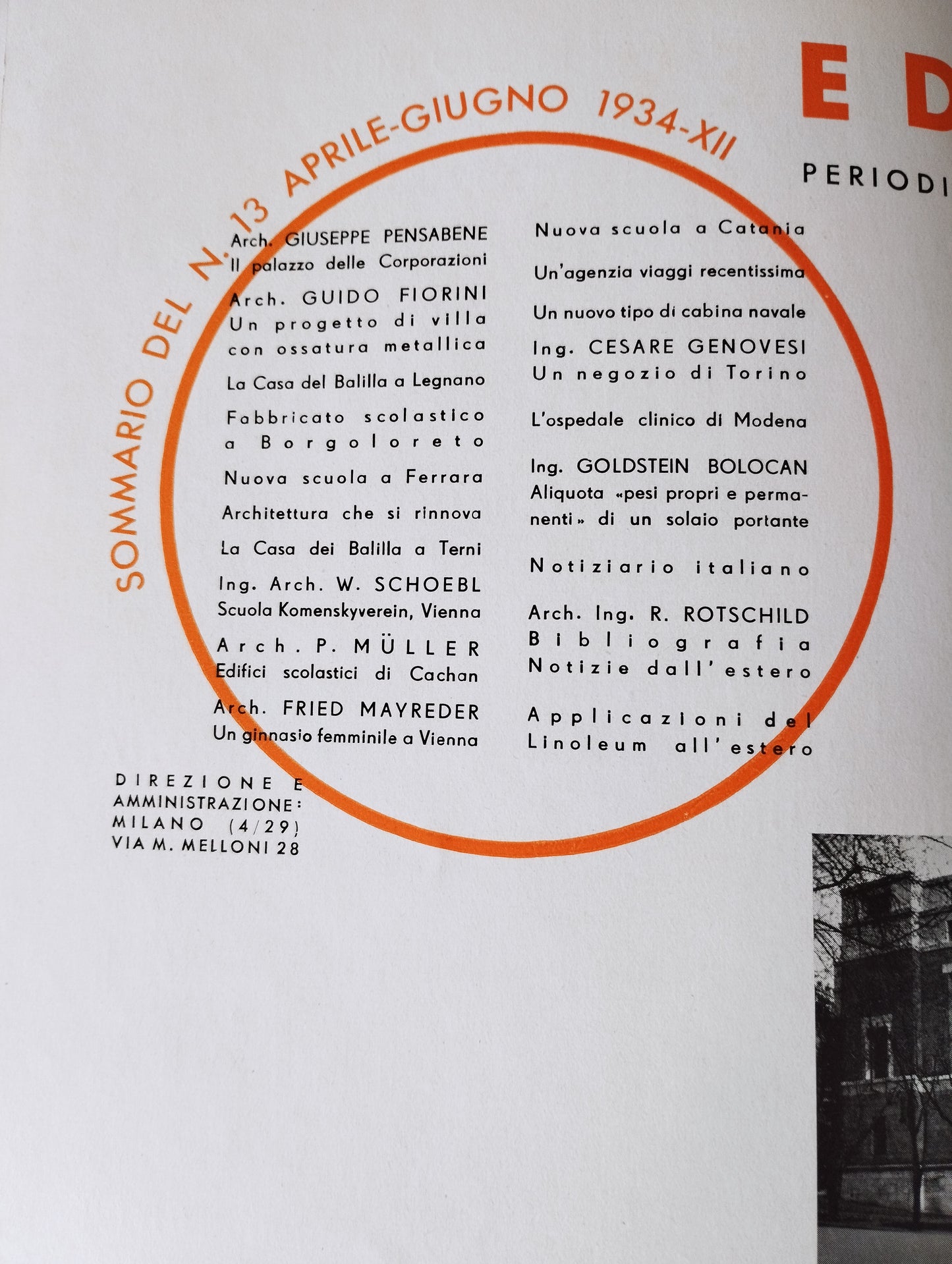 "Edilizia Moderna" magazine N.13 April-June 1934 -XII