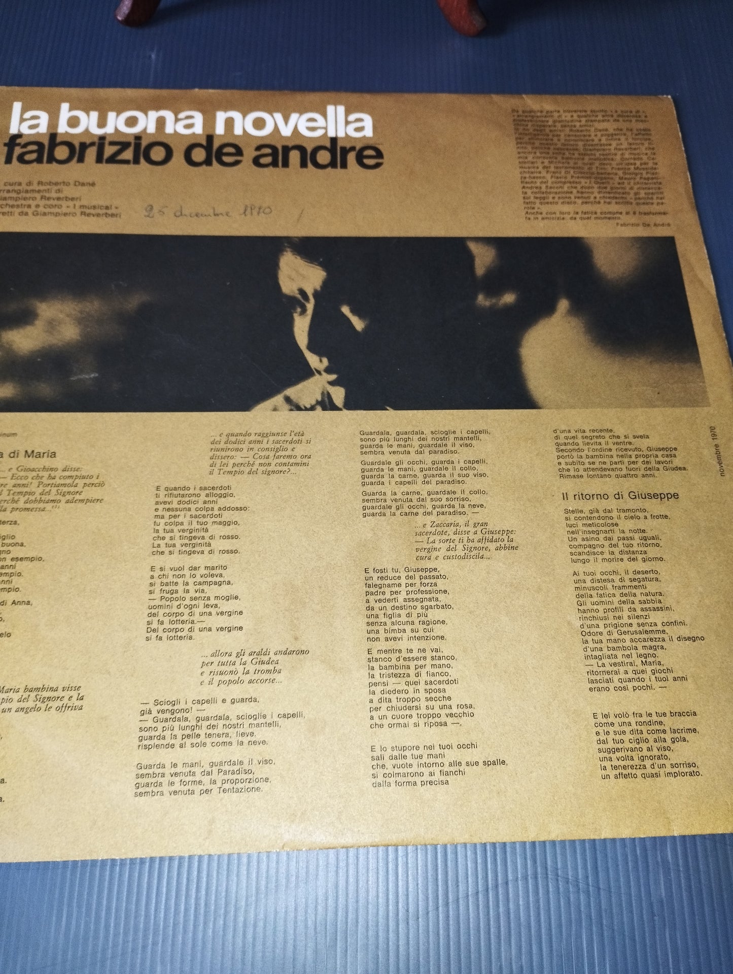 The Good News" Fabrizio De André Published in 1970 by Produttori Associati Cod.LPS 34