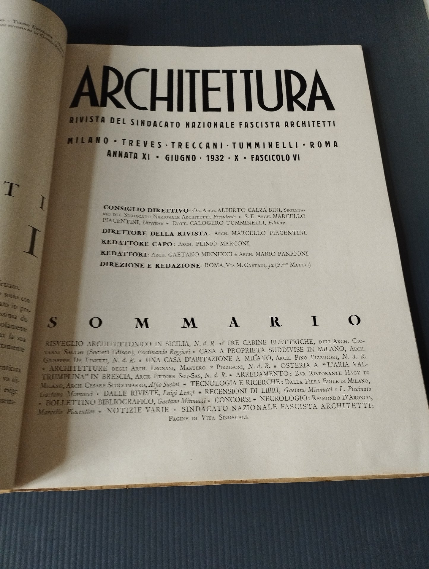 Architettura"Rivista Giugno 1932 -X- Fascicolo VI

Annata XI