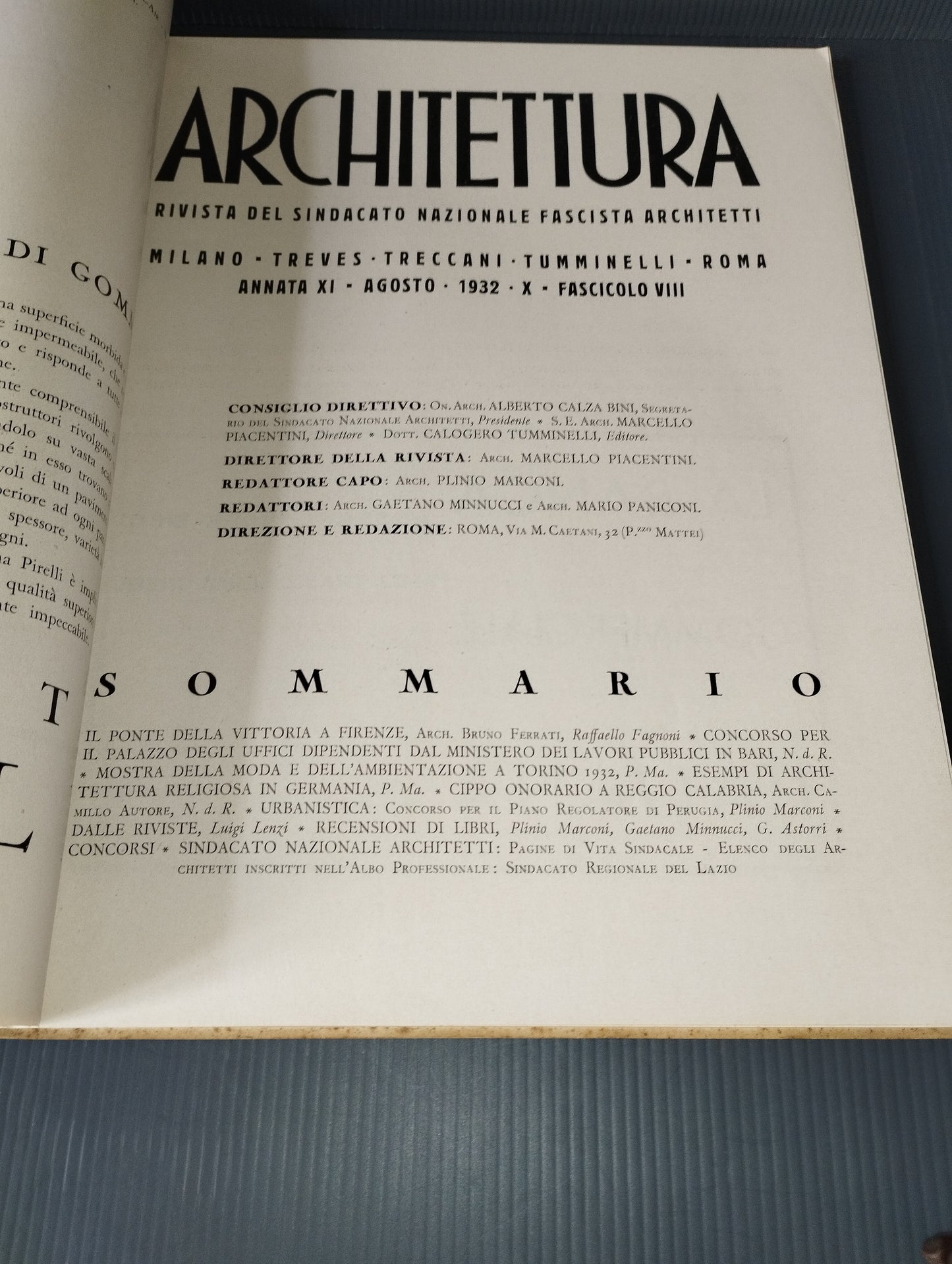 Architettura"Rivista Agosto 1932 -X- Fascicolo VIII