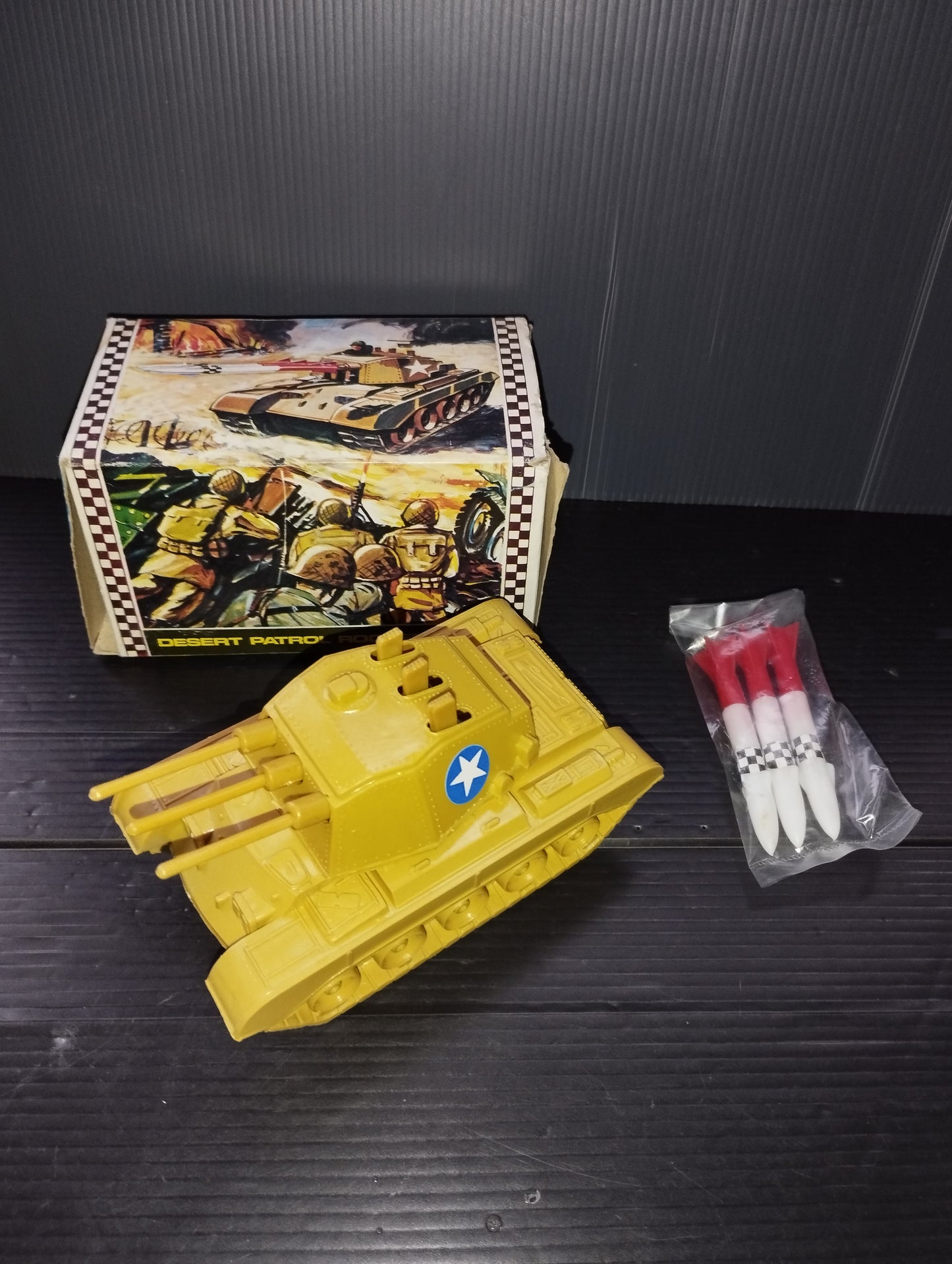 Desert Patrol Rocket Tank model

 Made of plastic

 70's