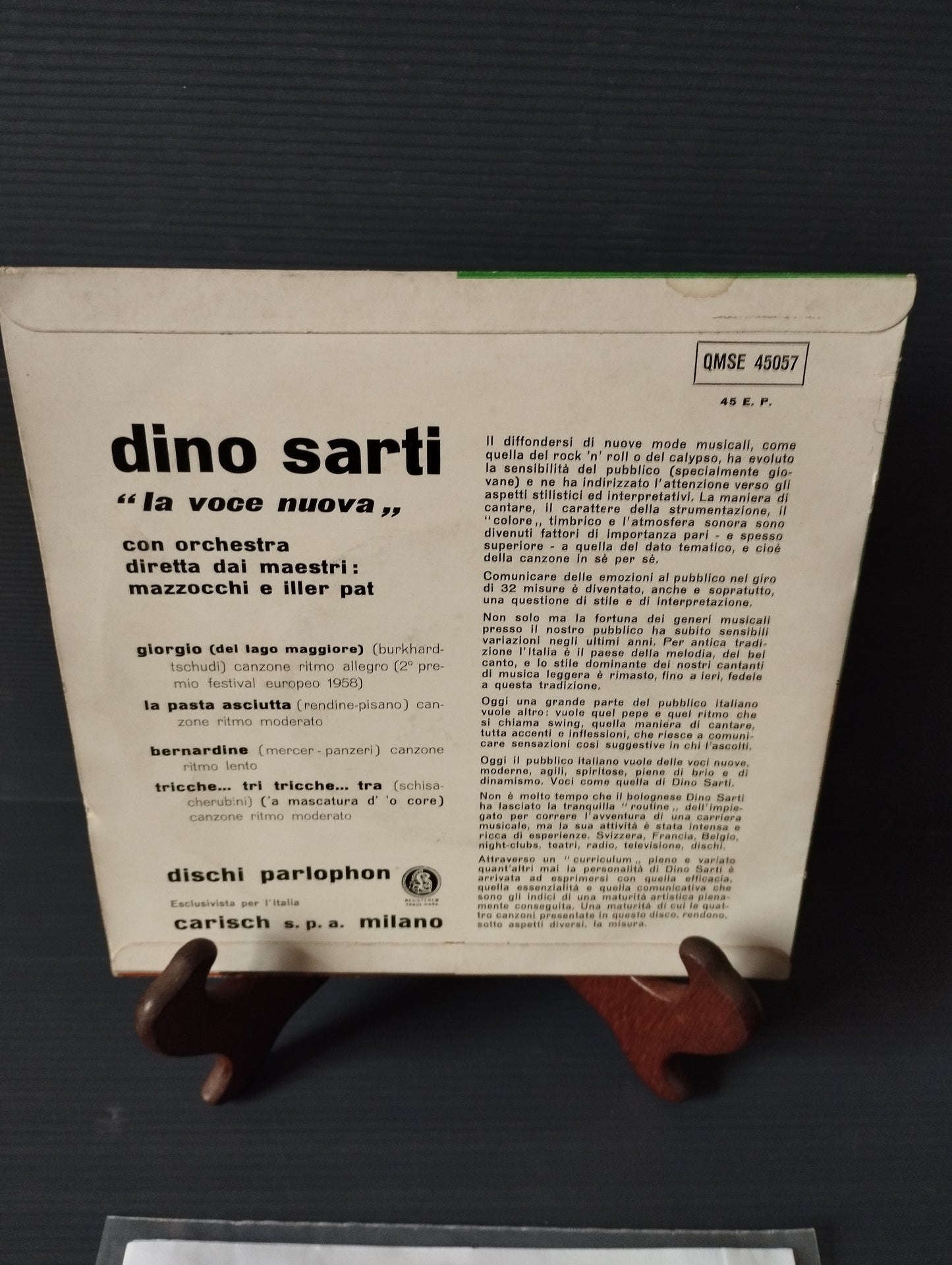 La Voce Nuova" Dino Sarti EP

Edito nel 1958 da Parlophon Cod.QMSE 45057