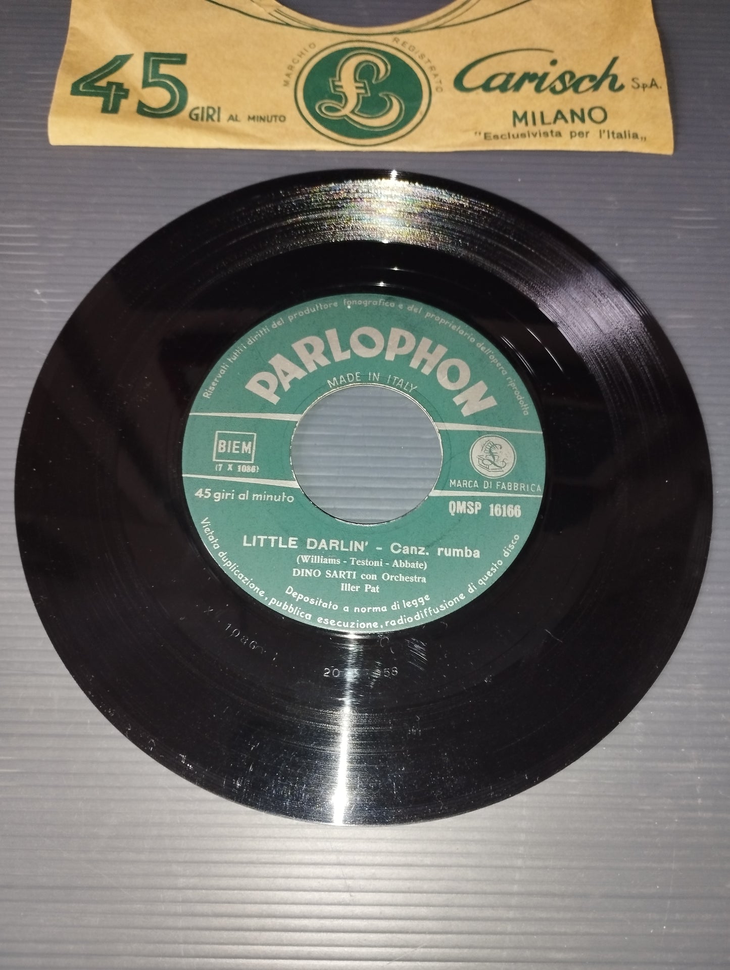 Come prima/Little Darlin" Dino Sarti 45 giri

Edito nel 1958 da Parlophon Cod.QMSE 16166