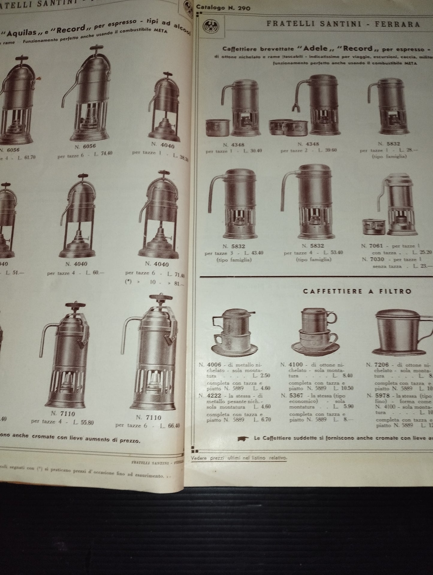 Ancient catalog of the Fratelli Santini Ferrara company

 Manufacture of household items, lighting, metalwork

 Published in 1937