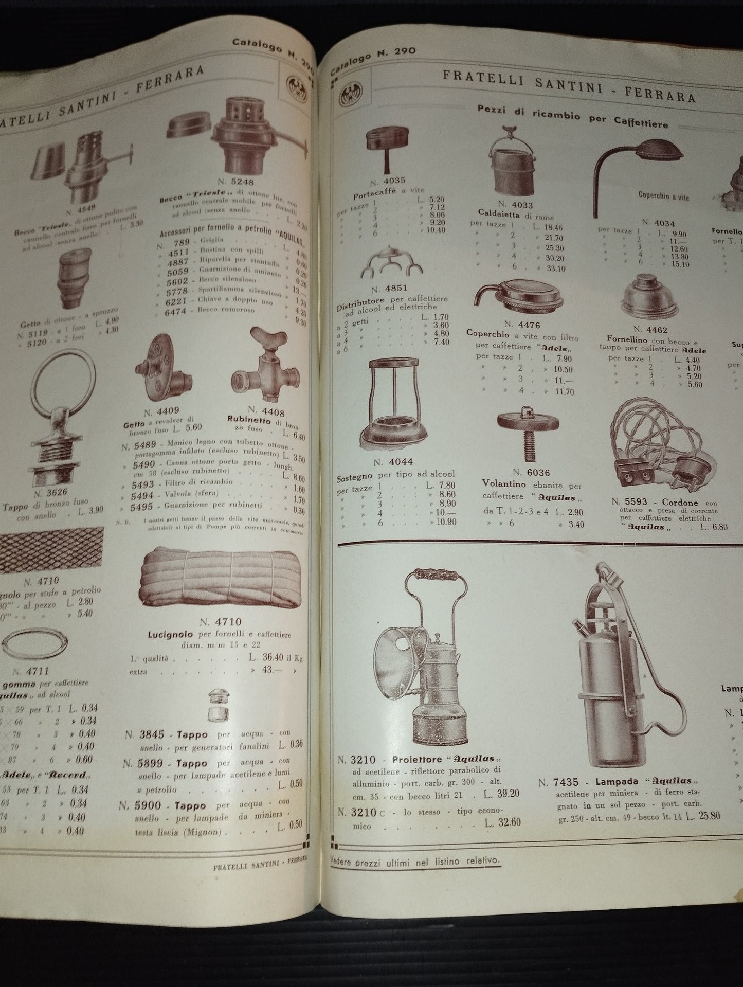 Ancient catalog of the Fratelli Santini Ferrara company

 Manufacture of household items, lighting, metalwork

 Published in 1937