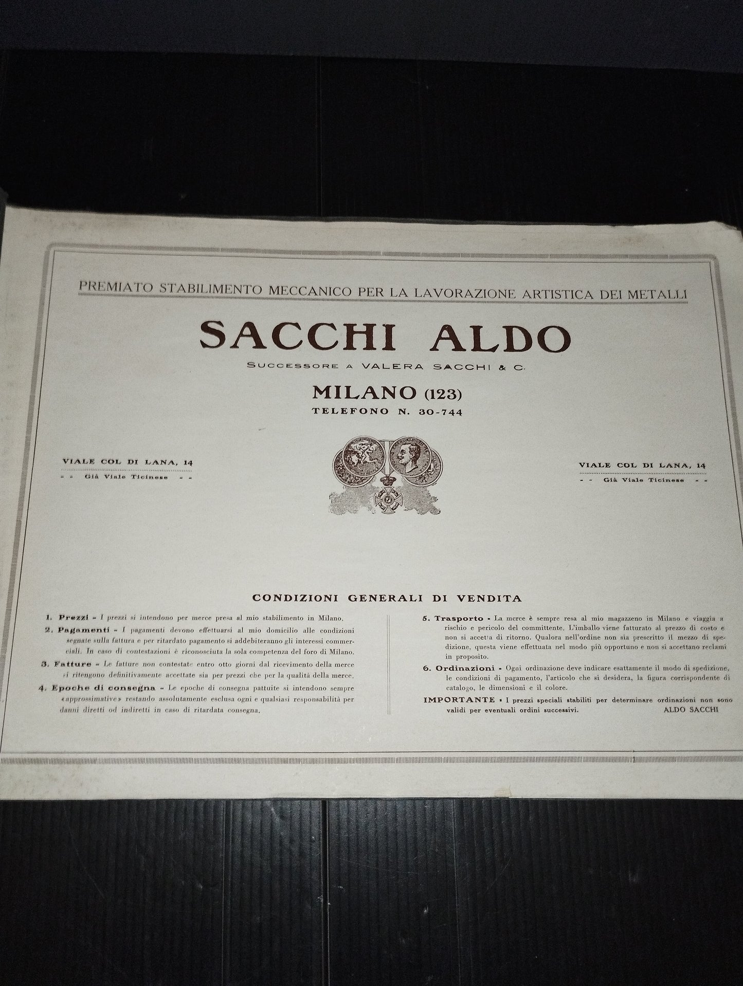 Antico Catalogo Sacchi Aldo Milano

Stabilimento Meccanico per la Lavorazione Artistica dei Metalli

Edizione anno 1927