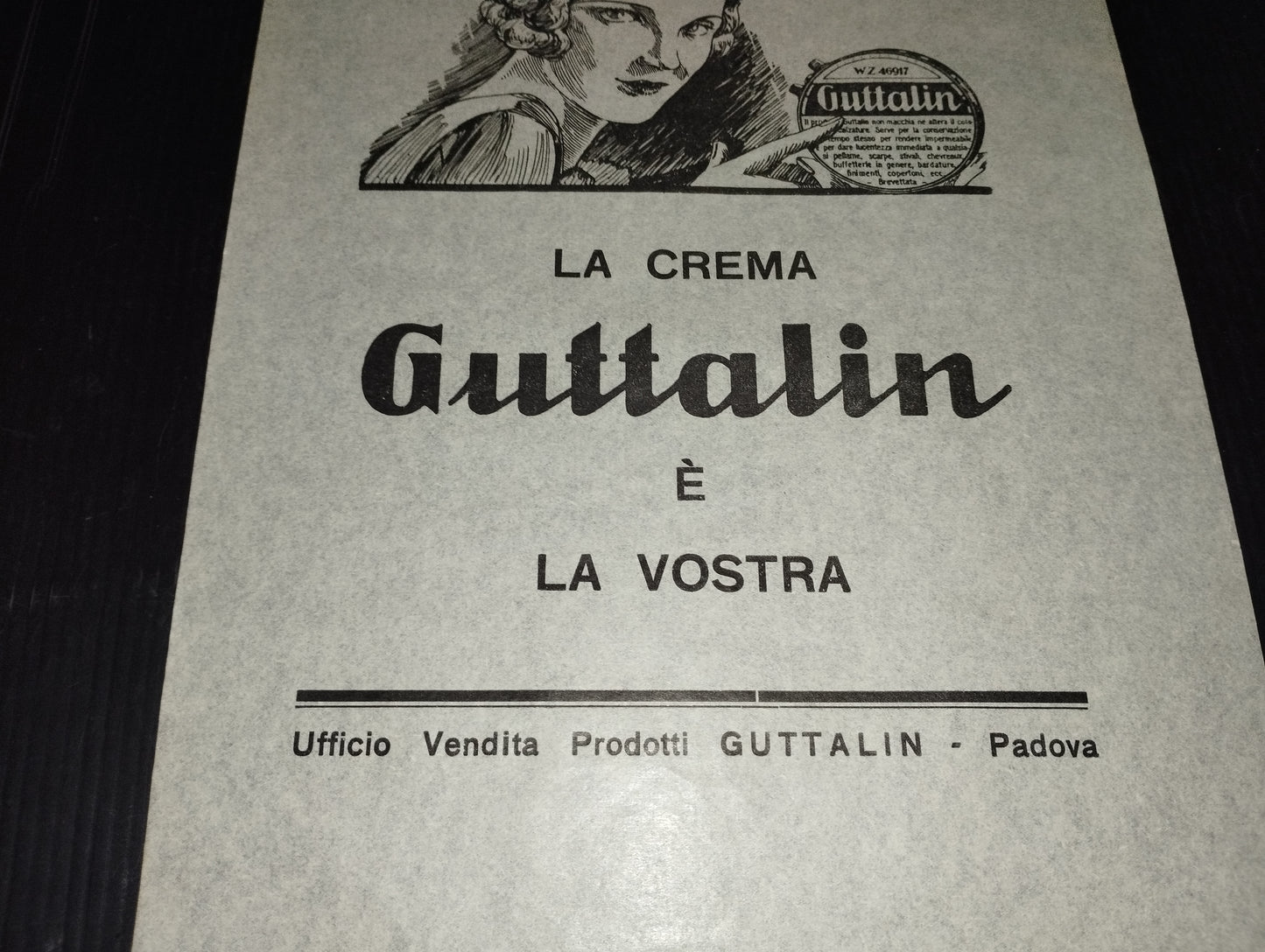 Guttalin cream for shoes. Padua

 Advertising tissue paper

 Original from the 40s/50s