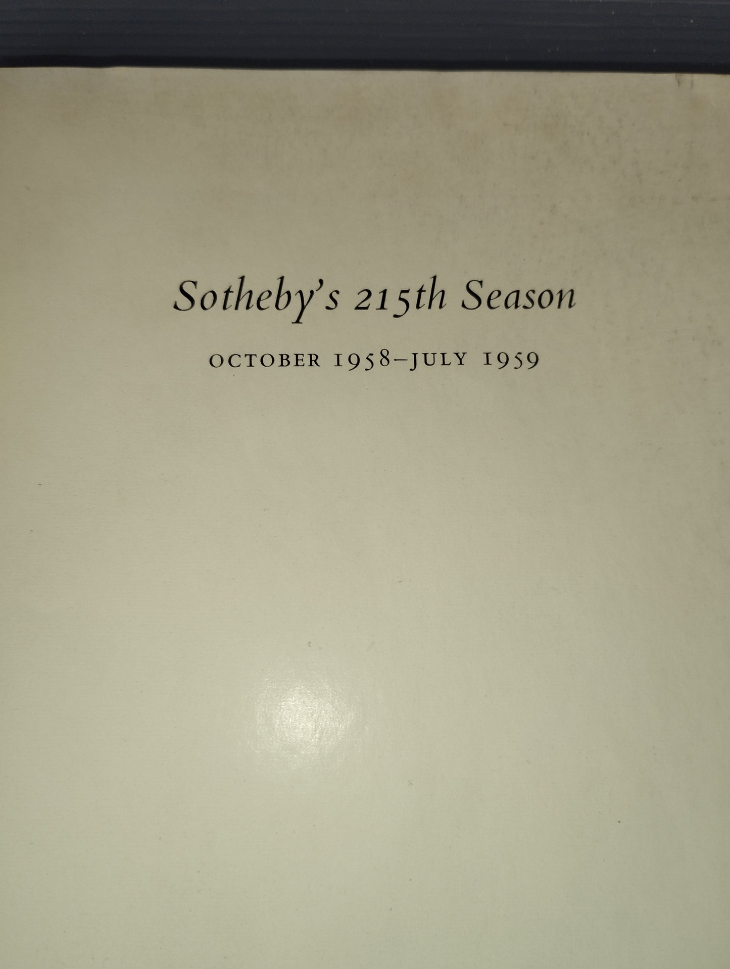 Sotheby's 215th Season Book October 1958-July1959