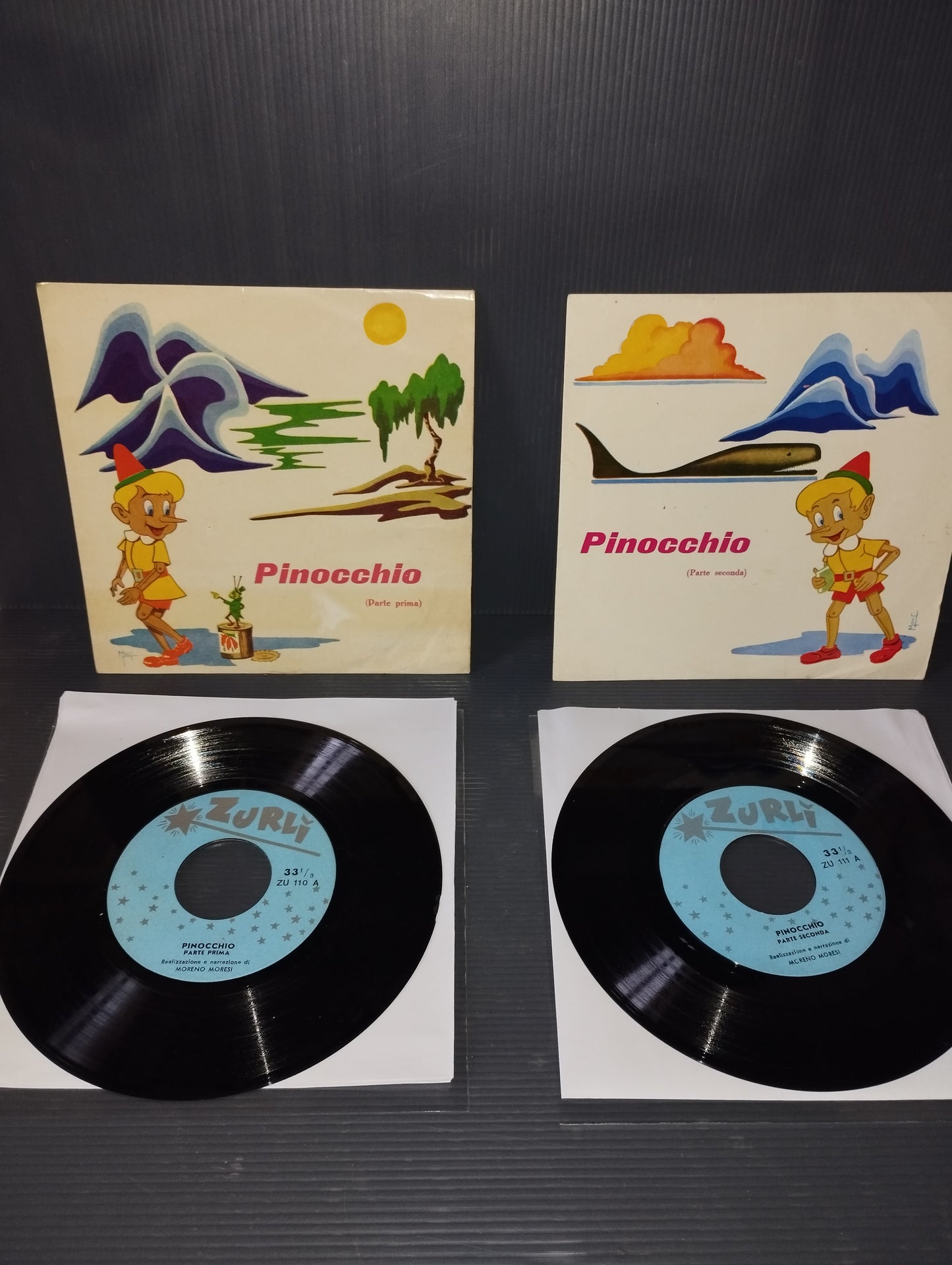 Pinocchio 2 Vinili 7" 33 Giri

Editi da Zurli' Cod.ZU110/ZU111

Anni 60