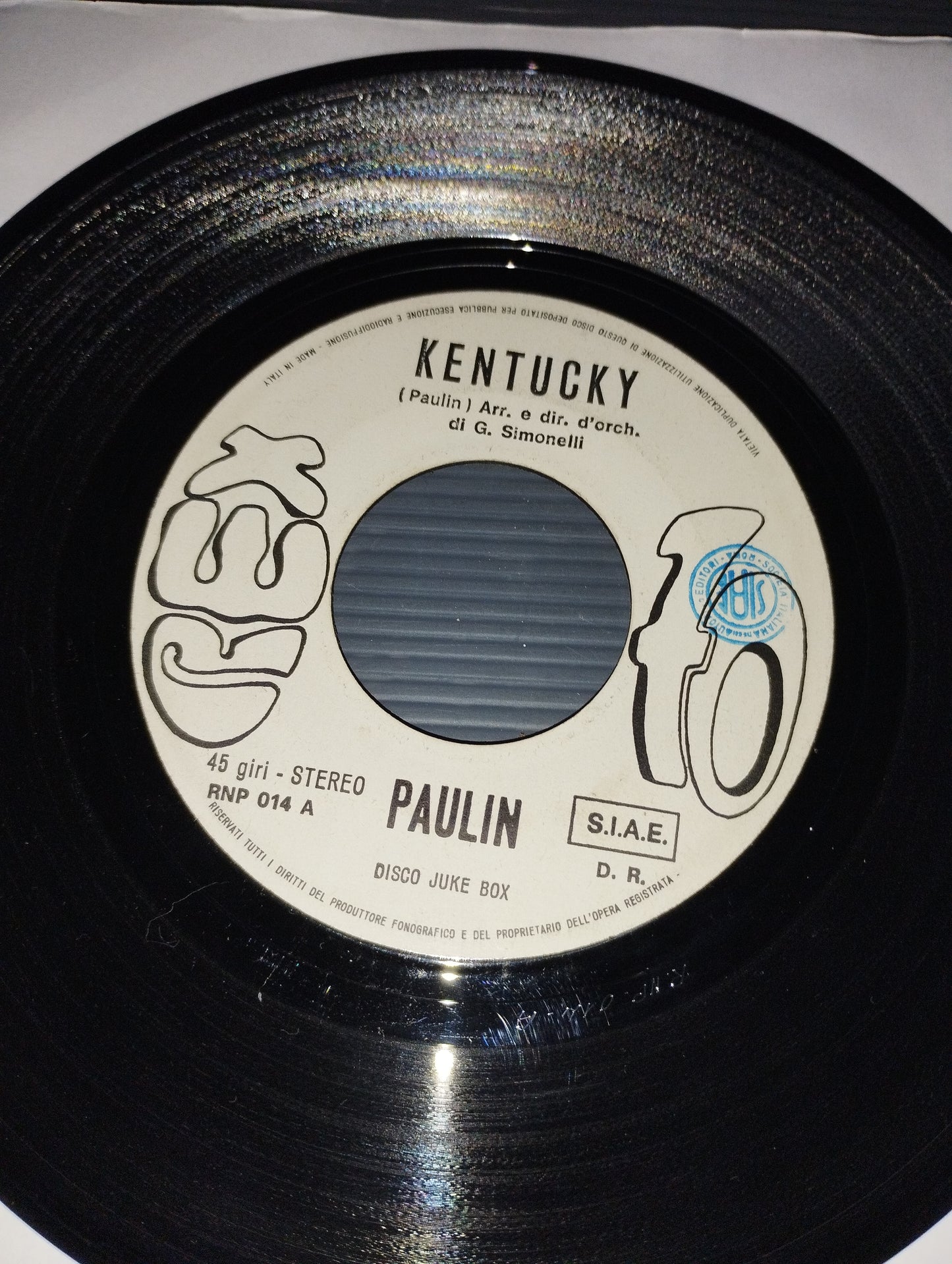 Molme/Kentucky" Paulin 45 RPM

 Published in 1971 by Rex70 Cod.RNP 014