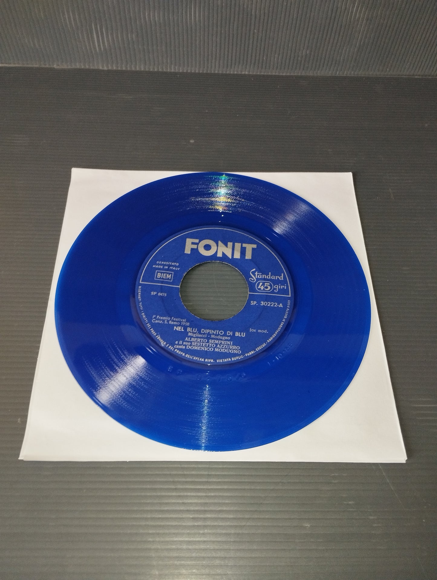 Nel Blu Dipinto Di Blu/Vecchio Frak" Modugno Blue Vinyl 45 rpm