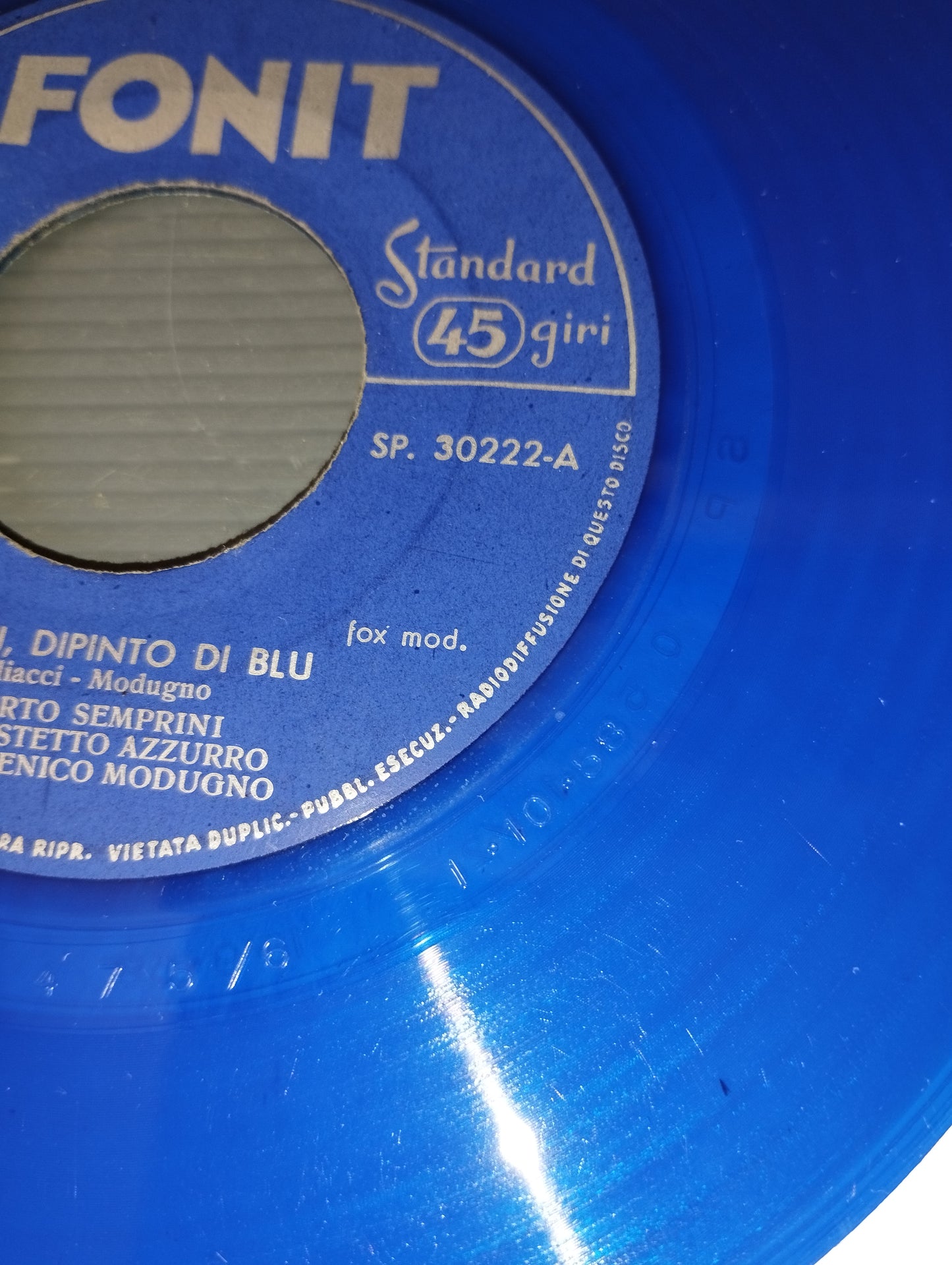 Nel Blu Dipinto Di Blu/Vecchio Frak" Modugno Blue Vinyl 45 rpm