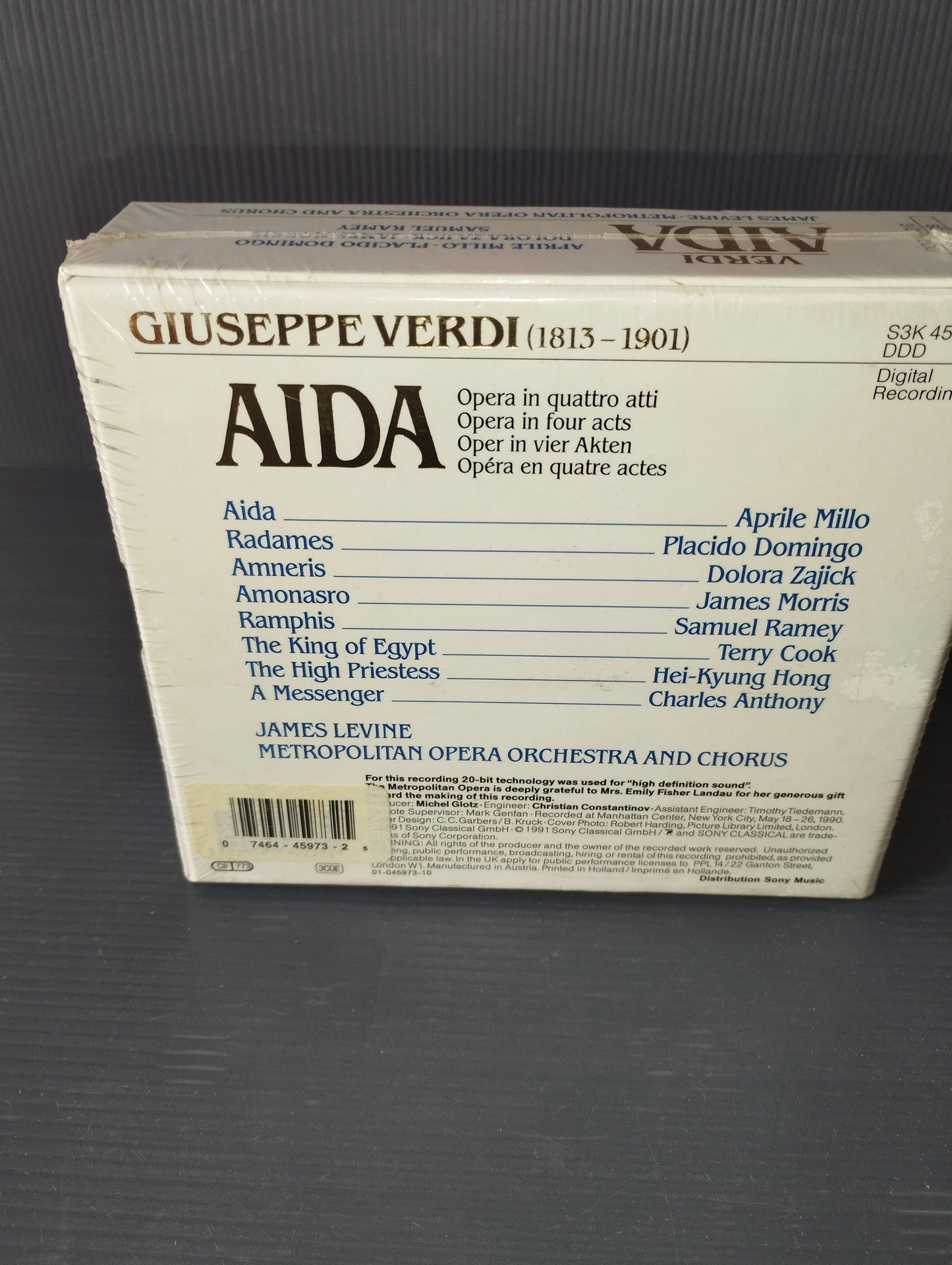 Aida Verdi Millo/Domingo/Zajick/Morris/Ramey 3CD box set

 Published by Sony Code S3K 45 973 DDD