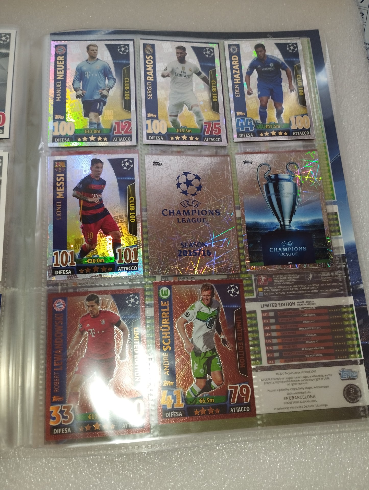 Album Card UEFA Champion League Stagione 2015/16

Edita da  Topps Match Attax