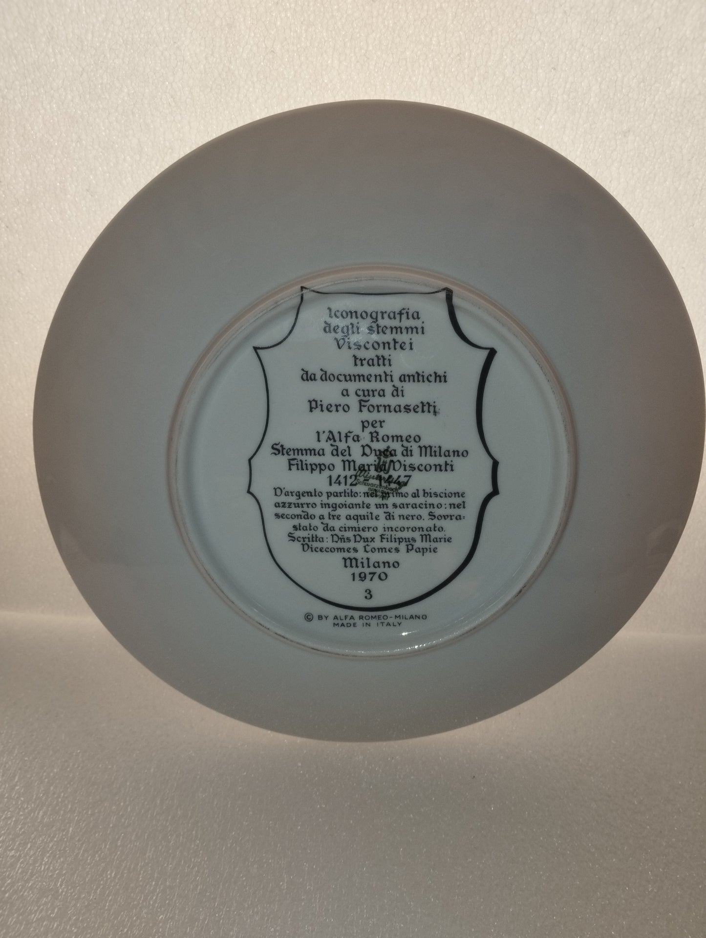 Fornasetti Ceramic Plate for Alfa Romeo 1970