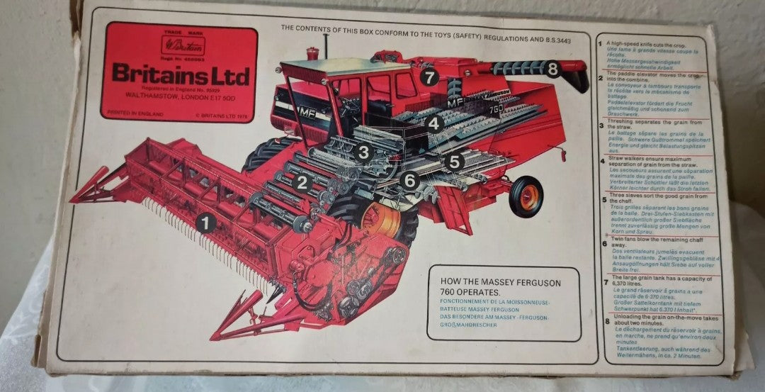 Ferguson Combine Harvester 760 combine harvester model, Britains LTD, original from the 70s 