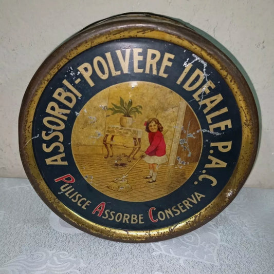 Tin box Absorbi Povere Ideale PAC, original 1930s-40s